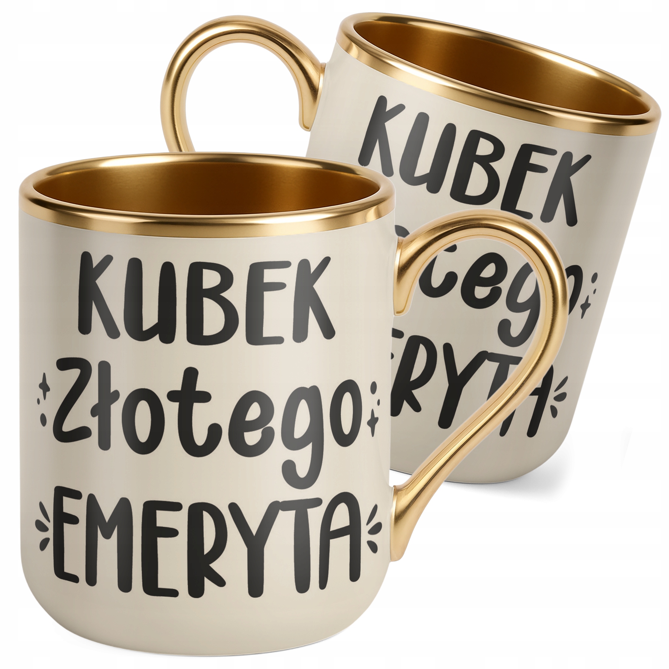 Kubek Premium Złoty Ecru Z okazji Emerytury Dla Emeryta Prezent