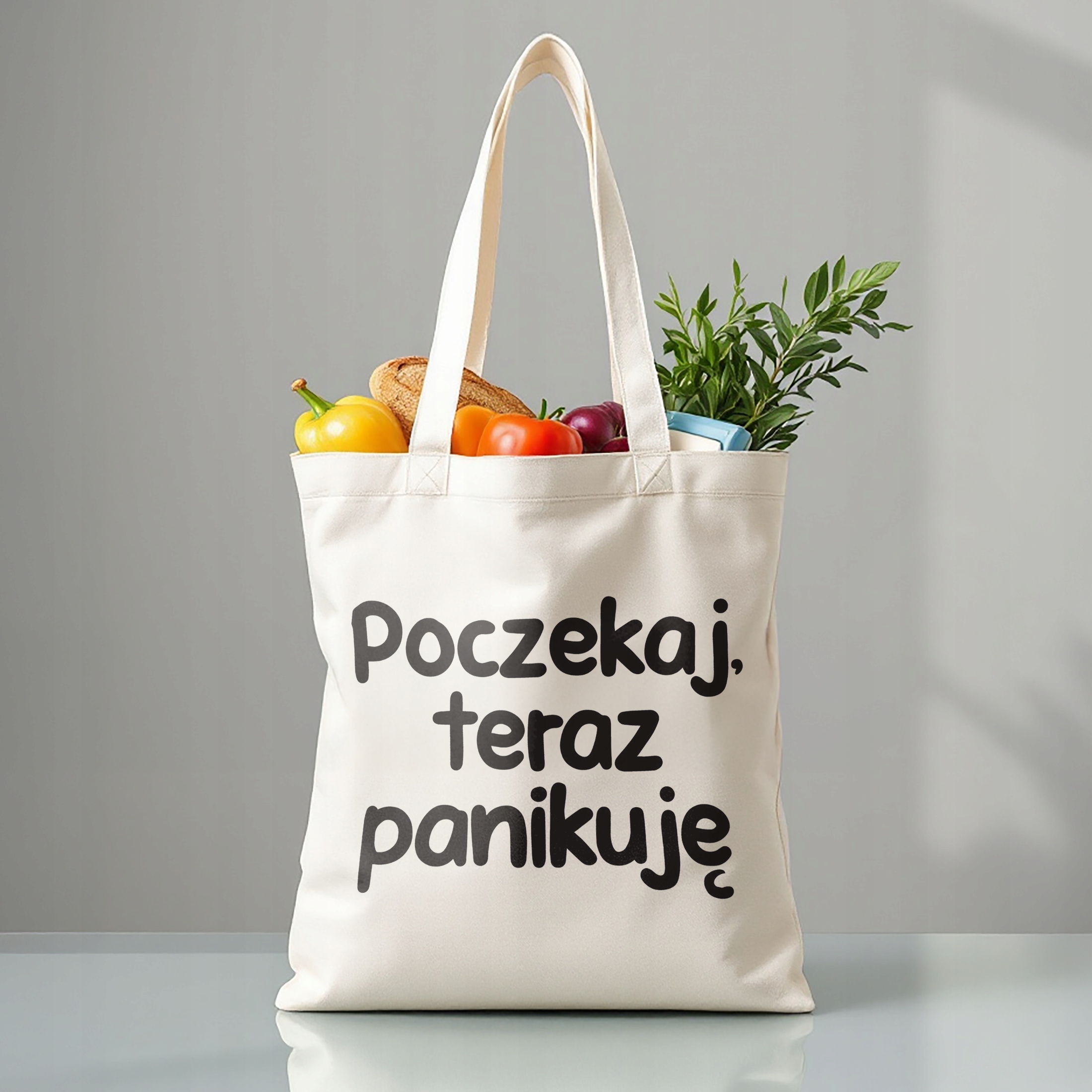 Torba bawełniana premium Poczekaj Teraz Panikuję Zabawny Prezent