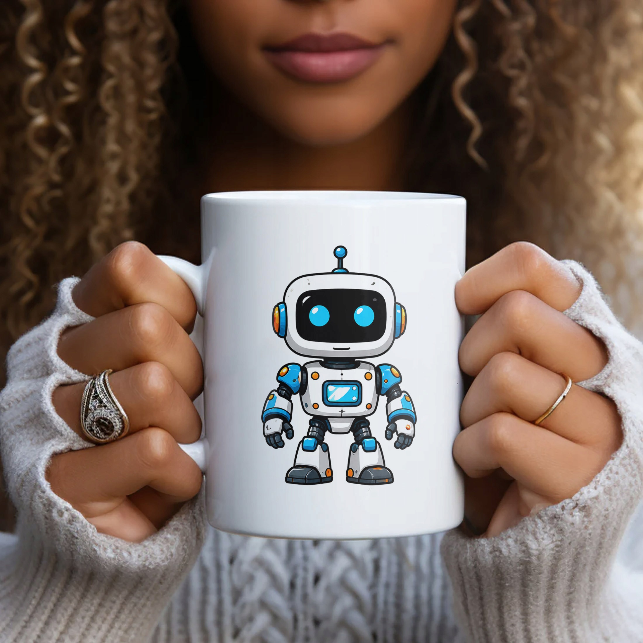 Biały Kubek z nadrukiem Robot Dla Dzieci Prezent Upominek