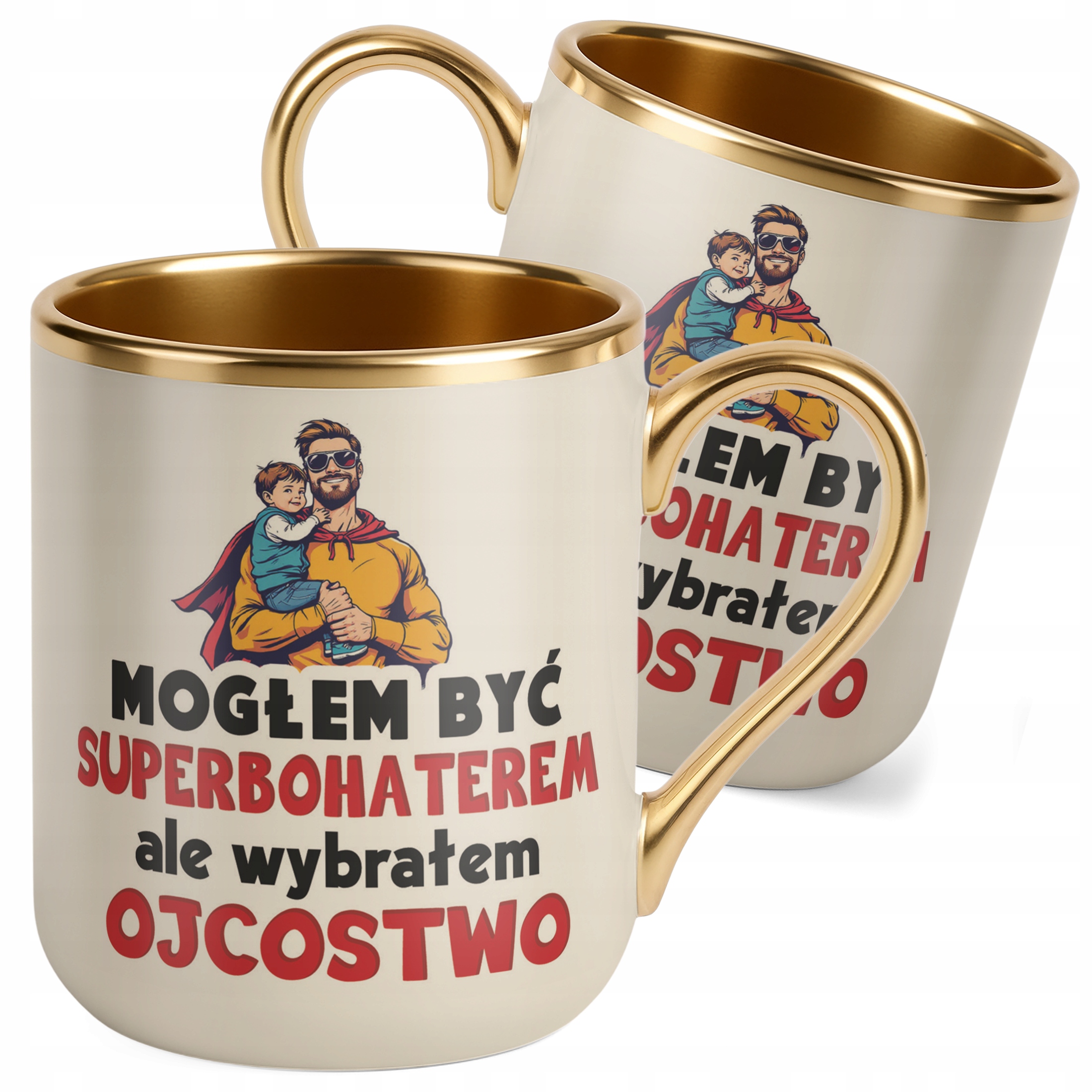 Kubek Premium Złoty Ecru Dzień Ojca Dla Taty Mogłem Być Superbohaterem