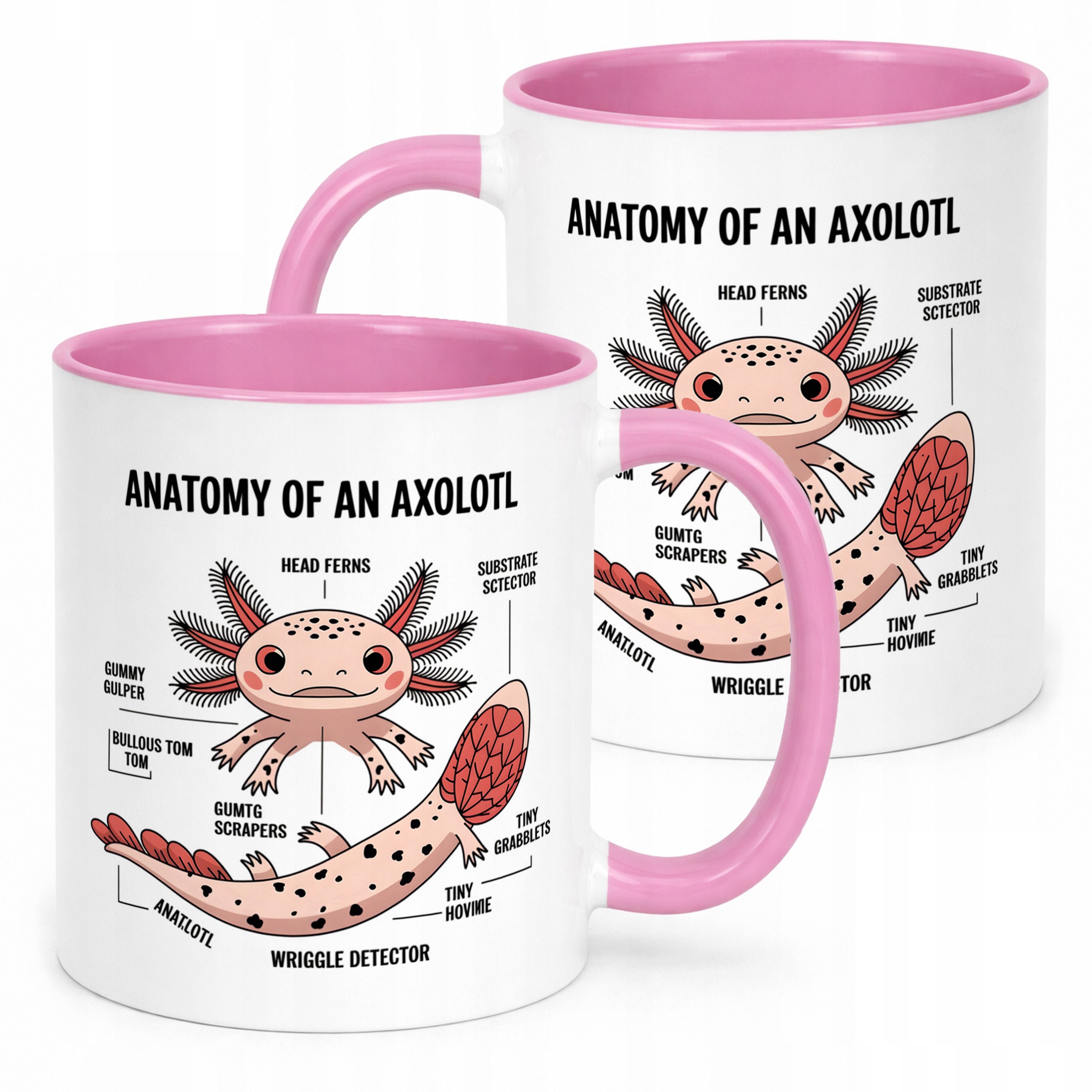 Różowy kubek z motywem gier Aksolotl Axolotl Mine craft Różowy Zwierzak OK