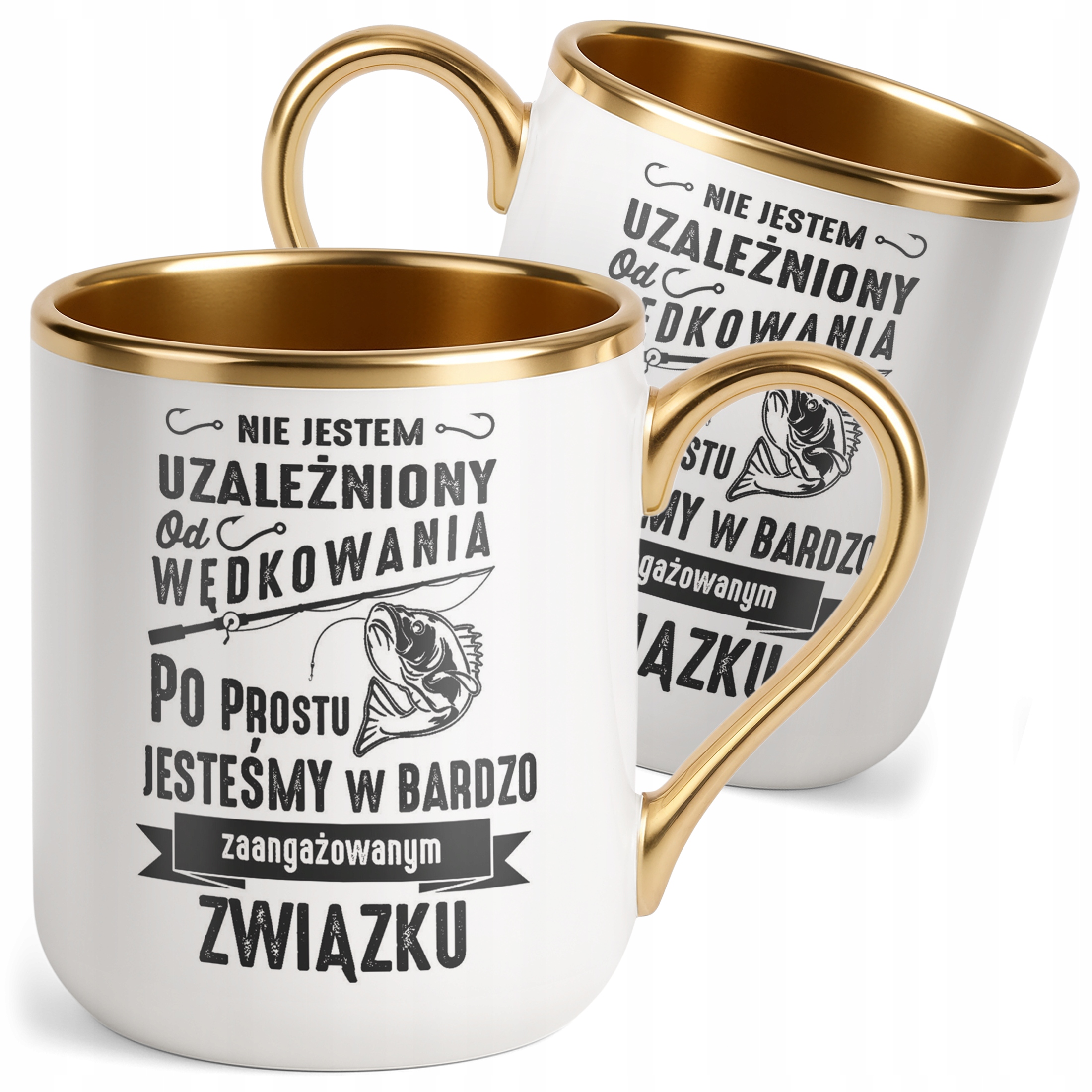 Kubek Premium Złoty Dla Wędkarza Wędkowanie Ryby Zabawny Prezent