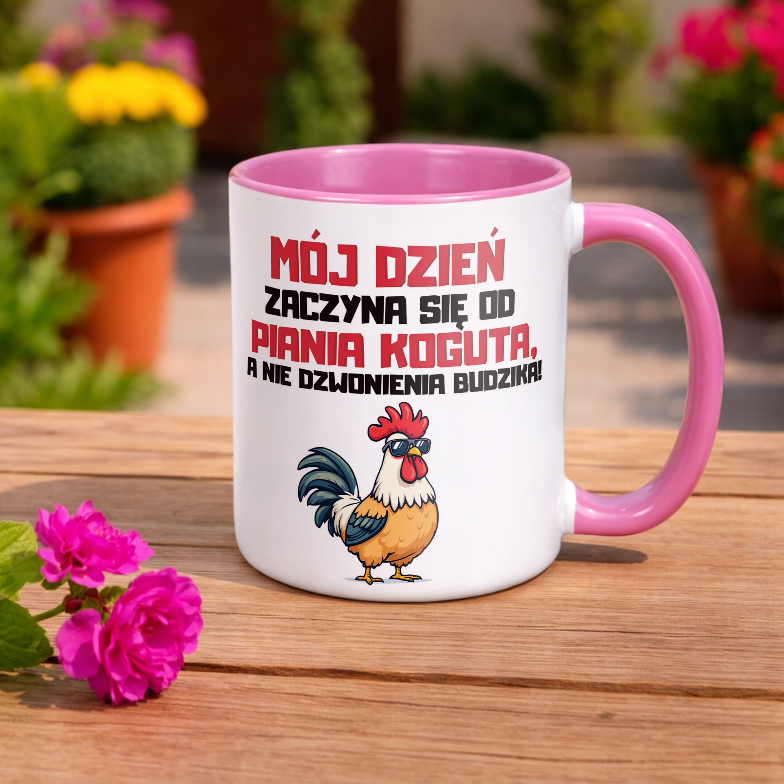Kubek Różowy Rolnik Dla Rolnika Kogut Zabawny Prezent Upominek