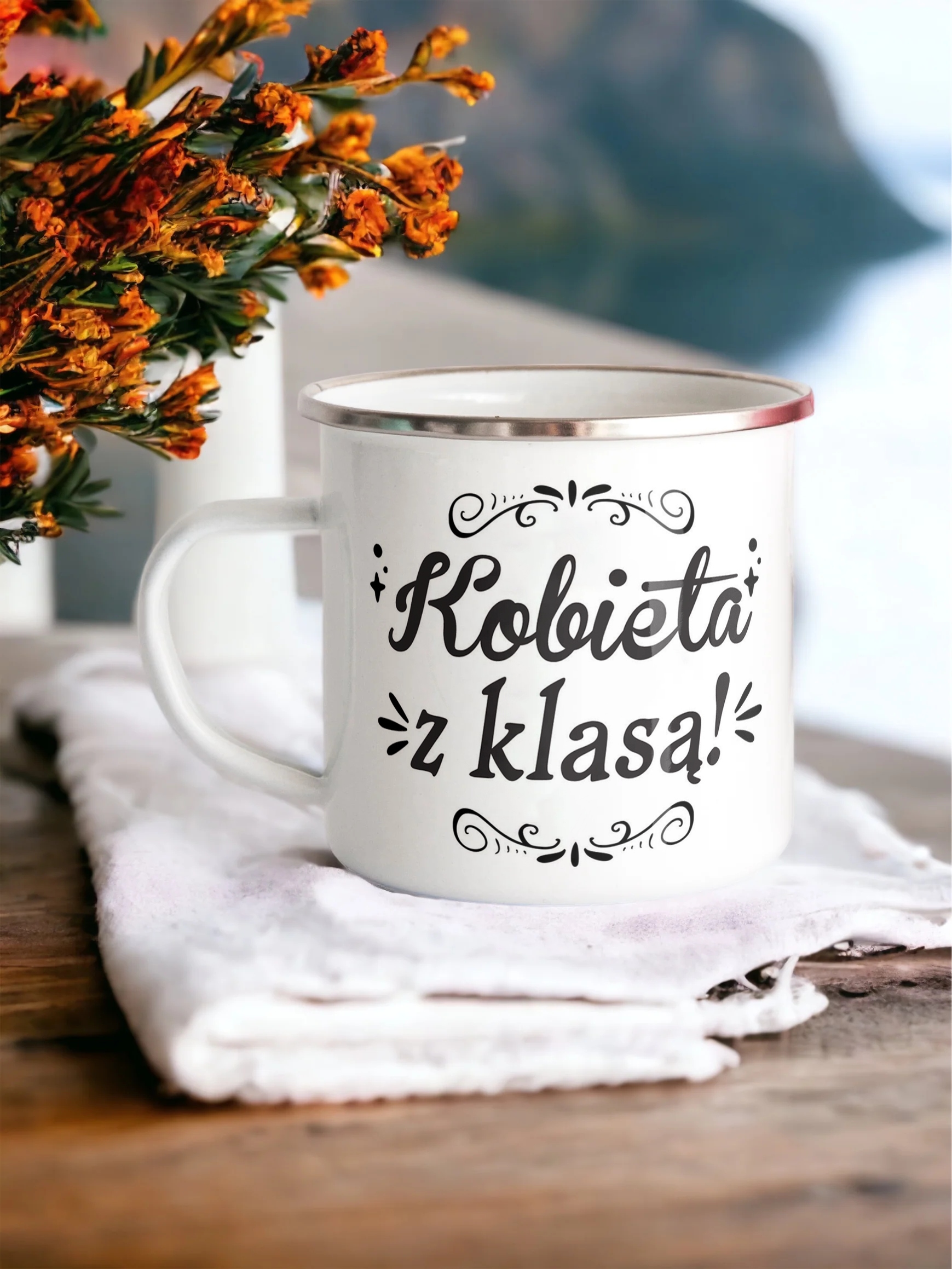 Emaliowany Kubek Garnuszek Dzień Kobiet Dla Kobiety Prezent Upominek