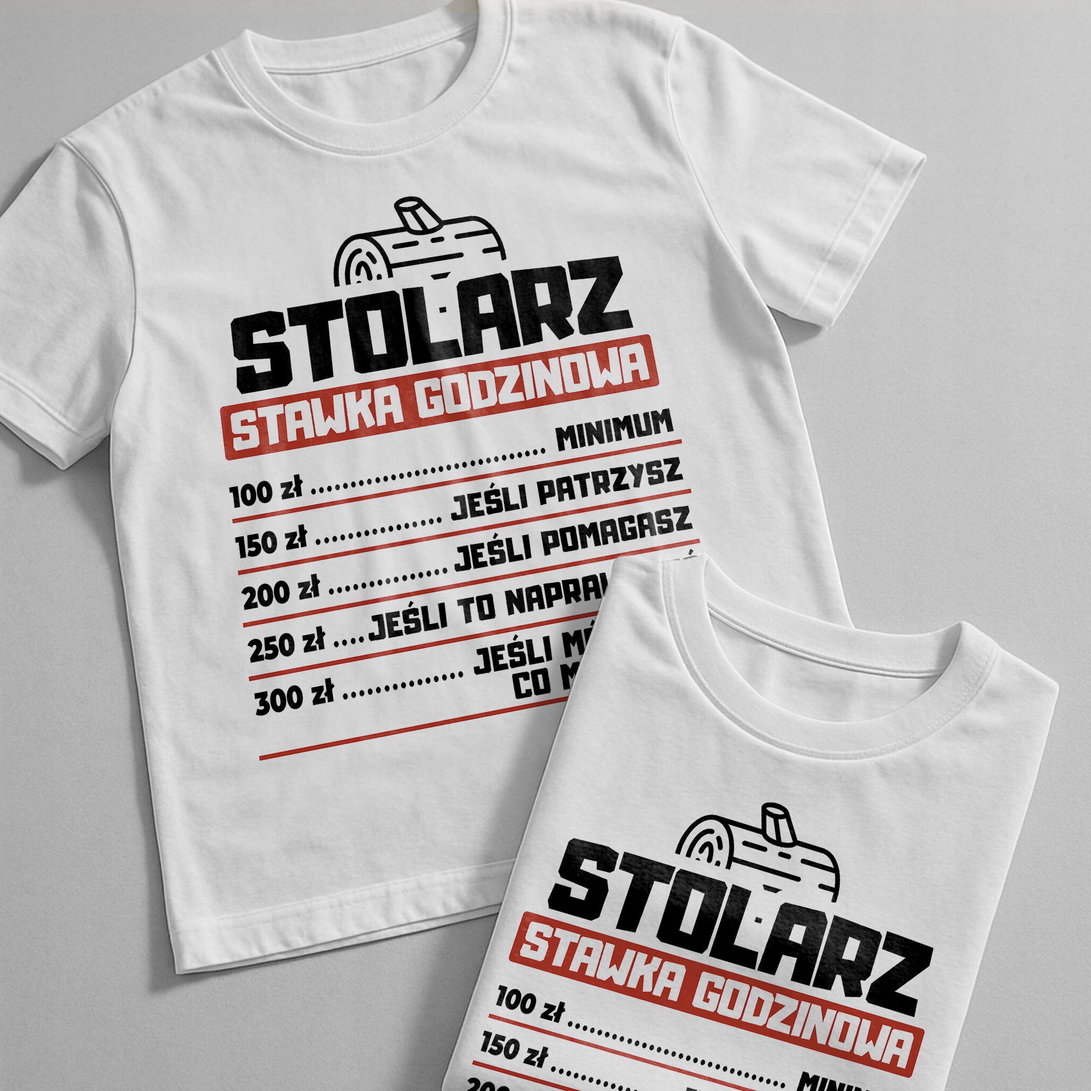 Koszulka biała męska Stolarz Stawka Godzinowa Prezent r. 3XL