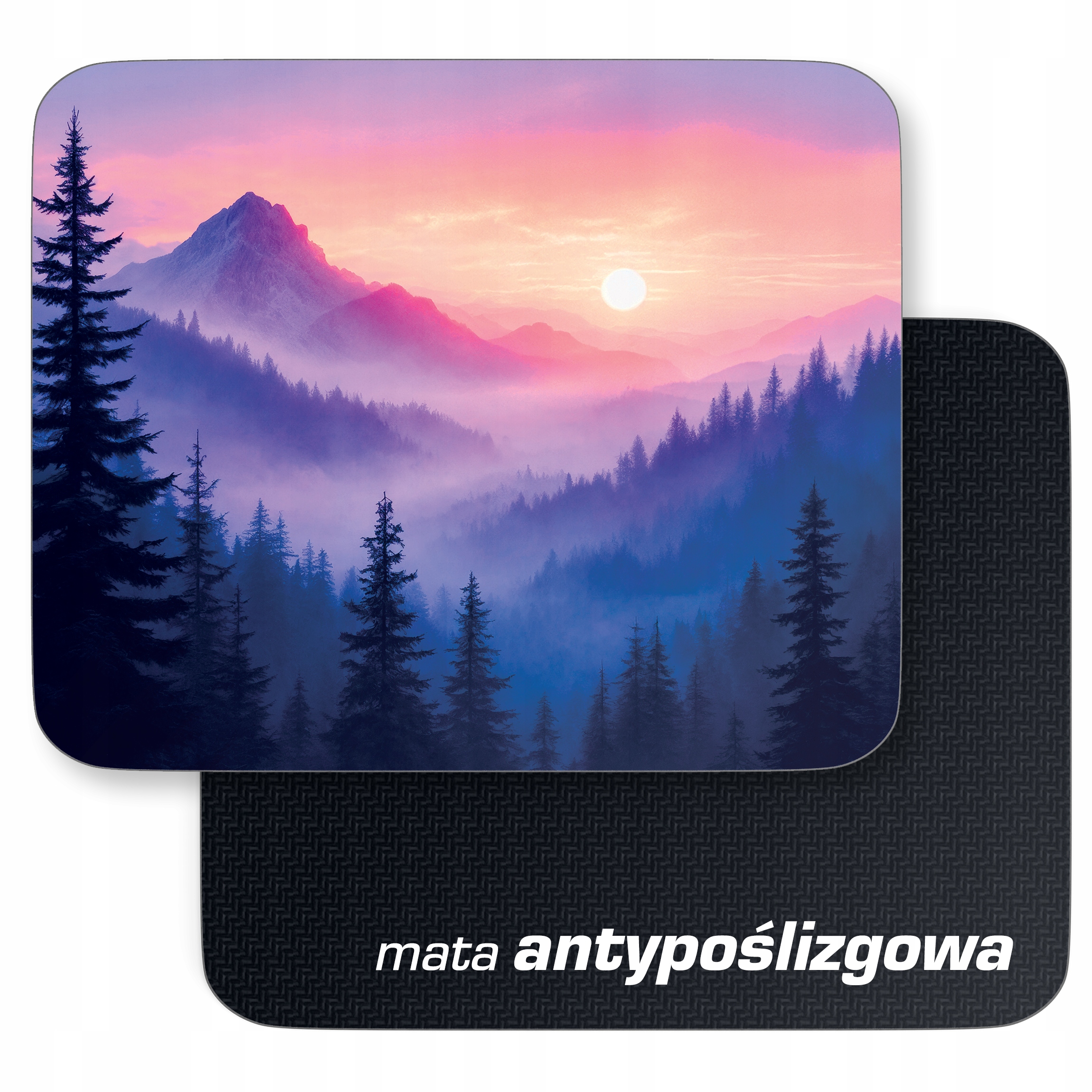 Podkładka pod mysz 22×18 cm Las Rzeka Mgła Góry
