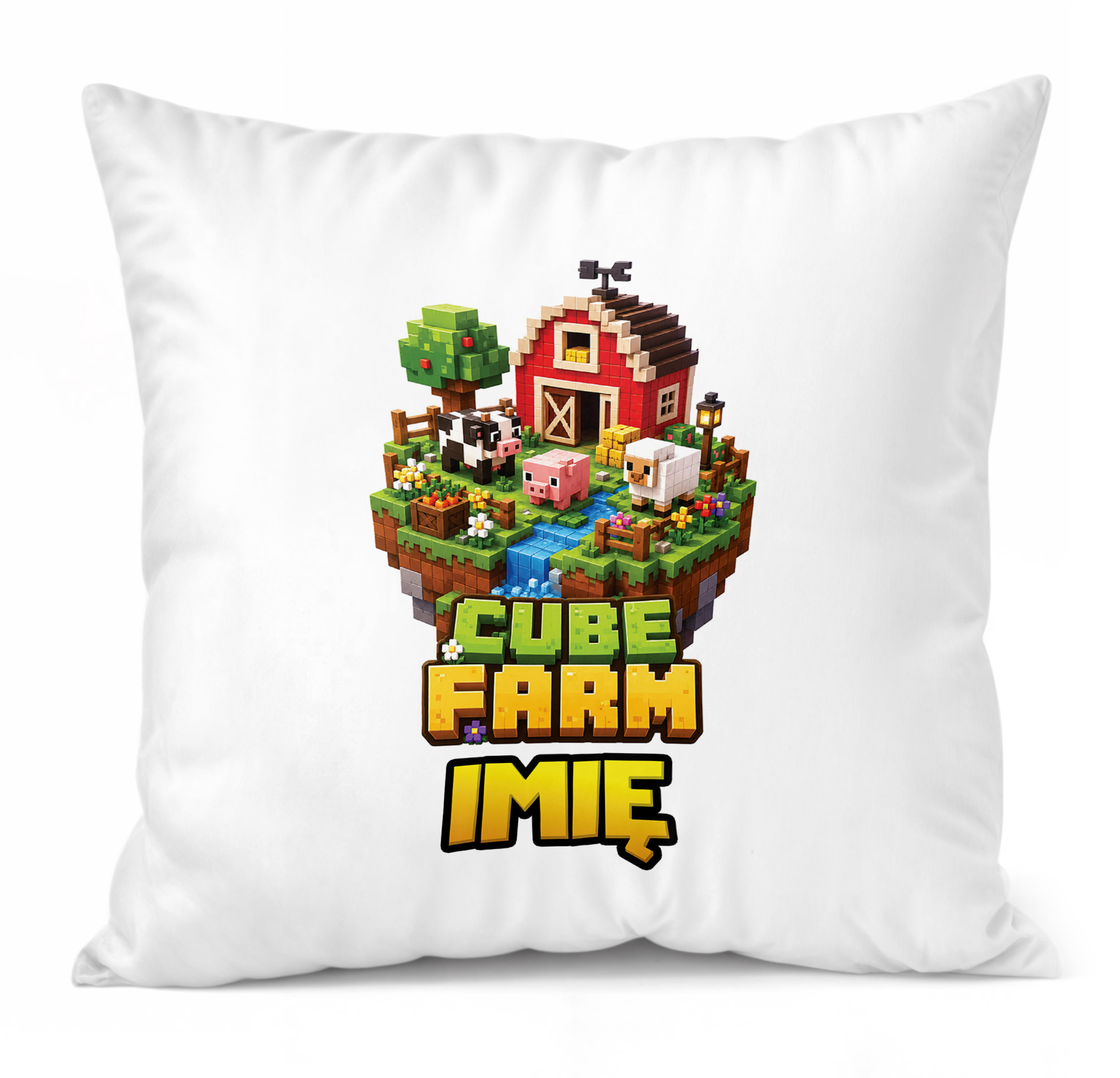 Zestaw Personalizowany Kubek Różowy Poduszka gra Cube Farm Prezent