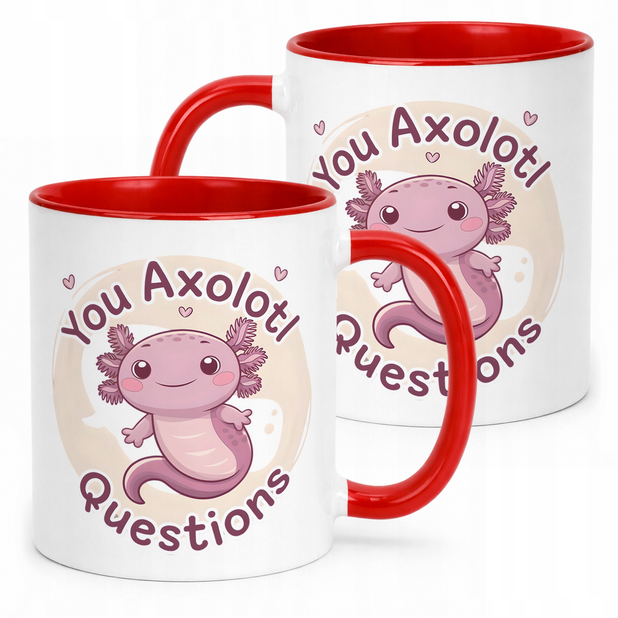 Czerwony kubeczek biały środek 330ml Aksolotl Axolotl Różowy