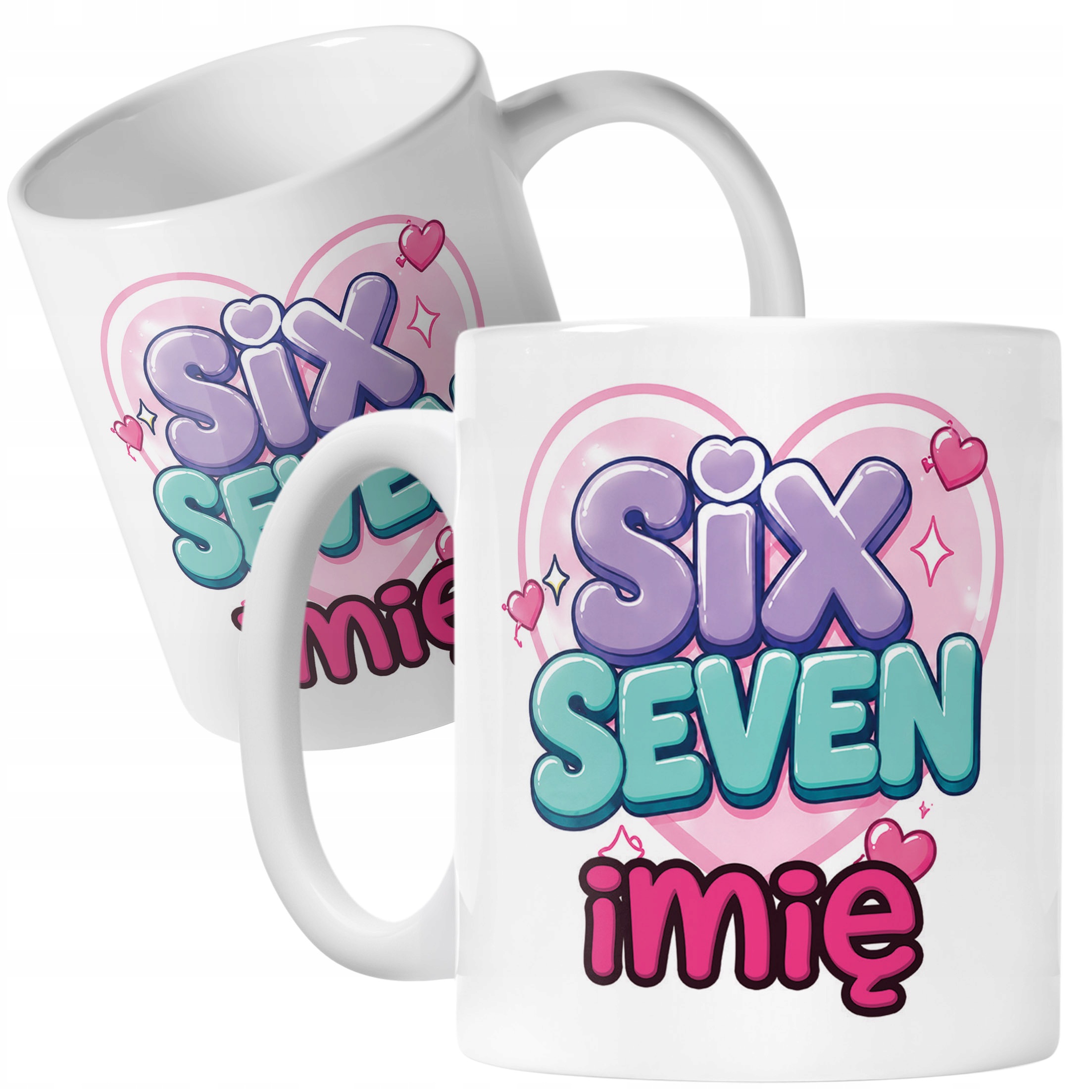 Biały Kubek z nadrukiem personalizowany SIX SEVEN Dla Dzieci Prezent