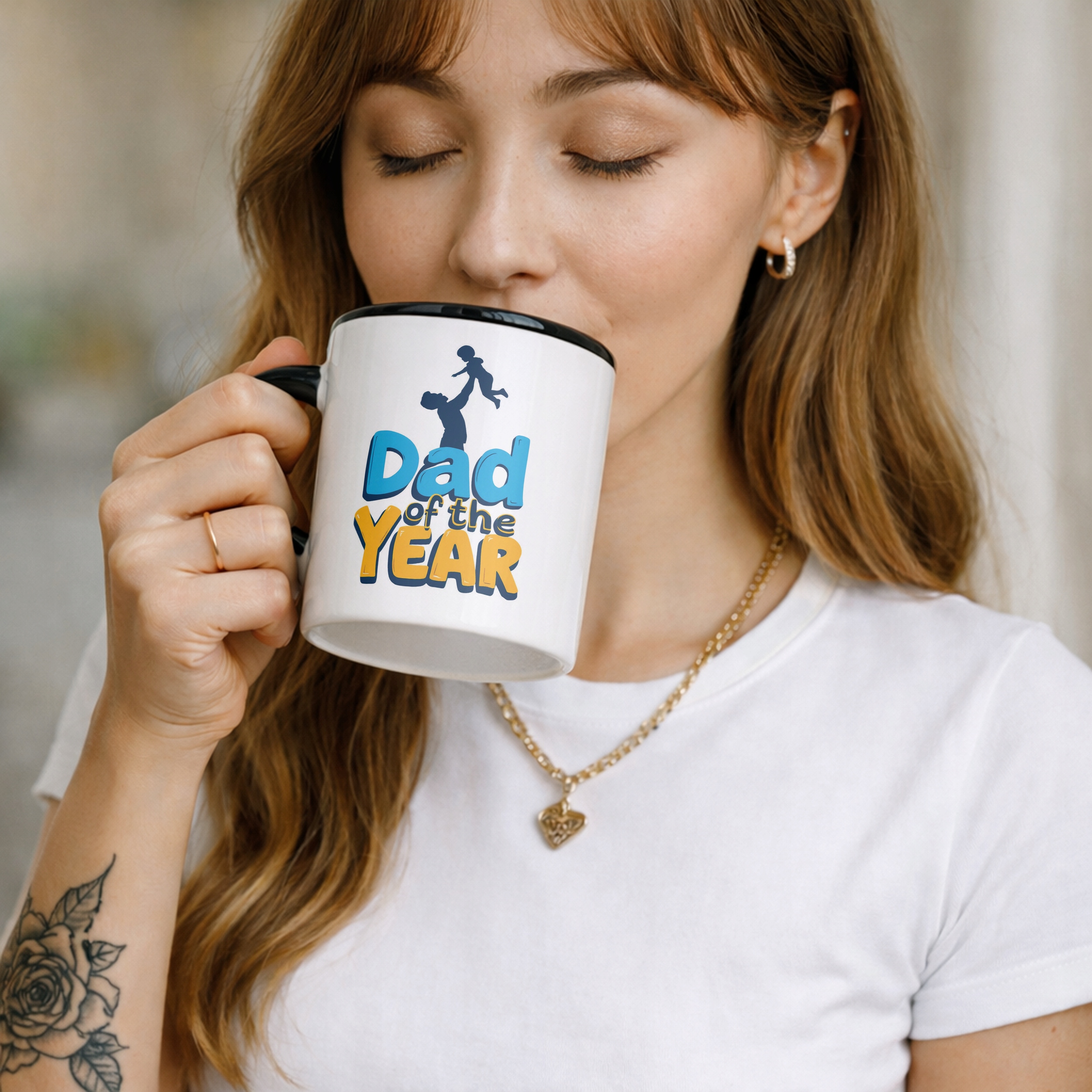 Kubek Czarny Dzień Ojca Dla Taty Dad Of The Year Prezent