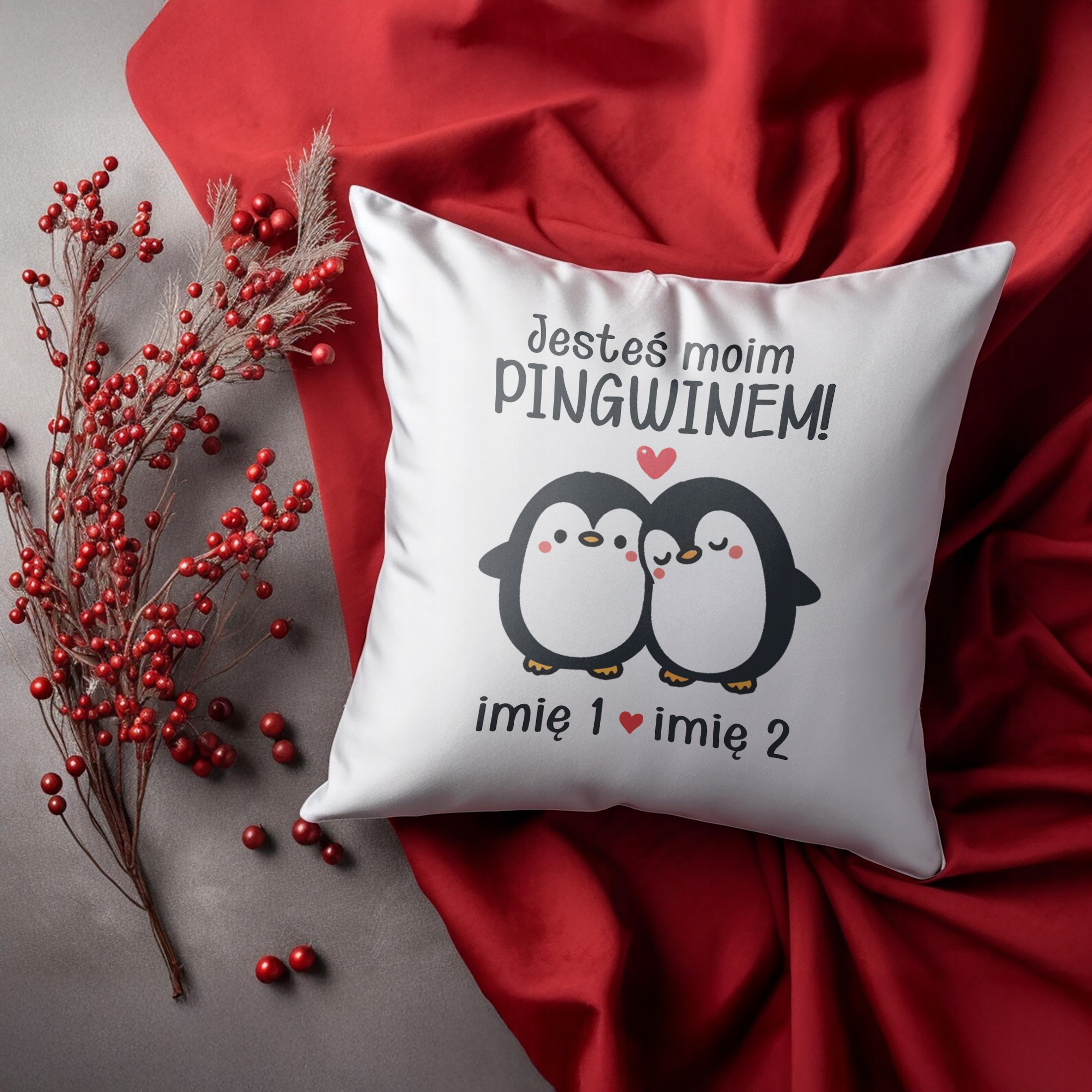 Zestaw Kubek + Poduszka 38×38 cm Walentynki Z imionami Dla Pary Prezent