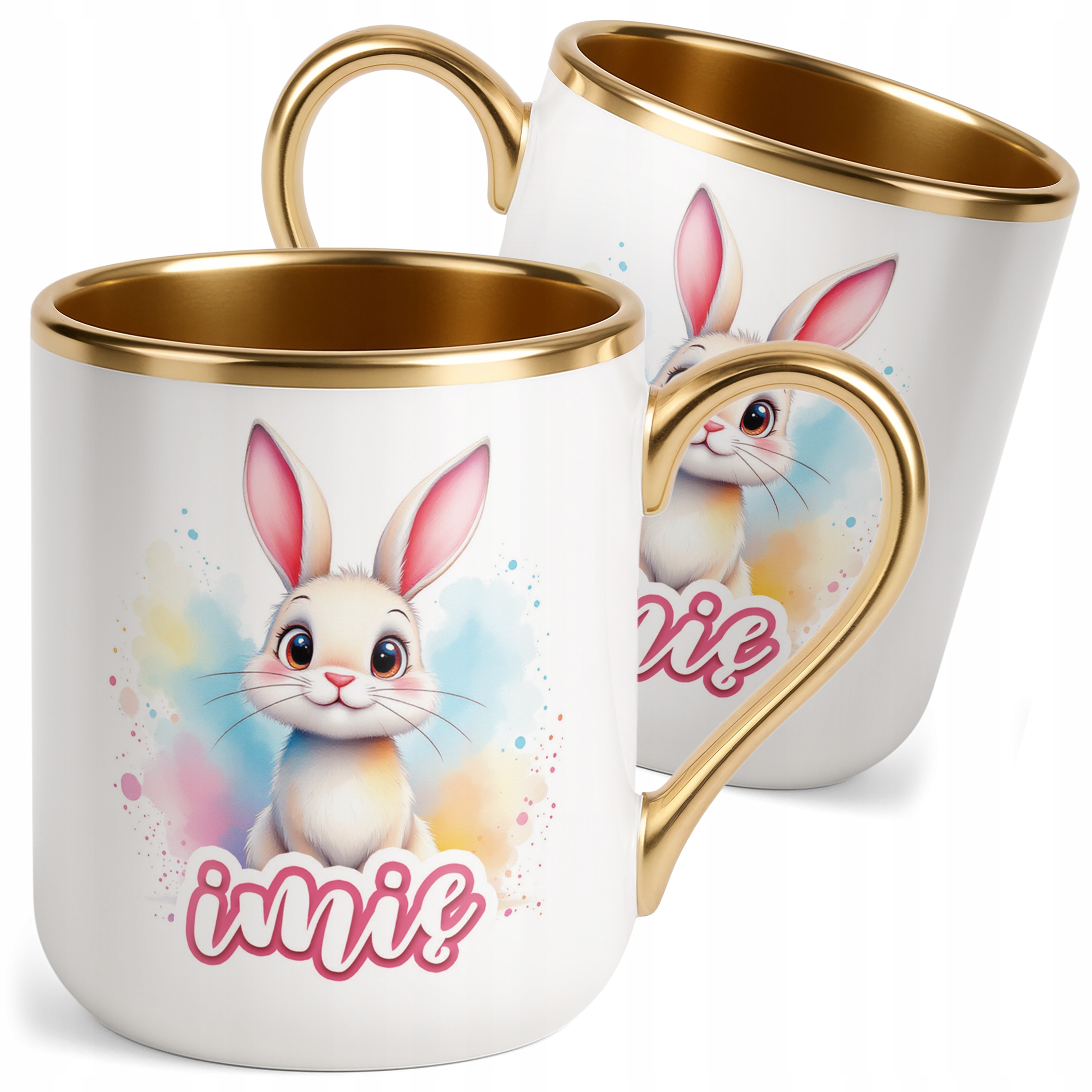 Kubek Premium Złoty Personalizowany Wielkanoc Prezent Zając Wiosna