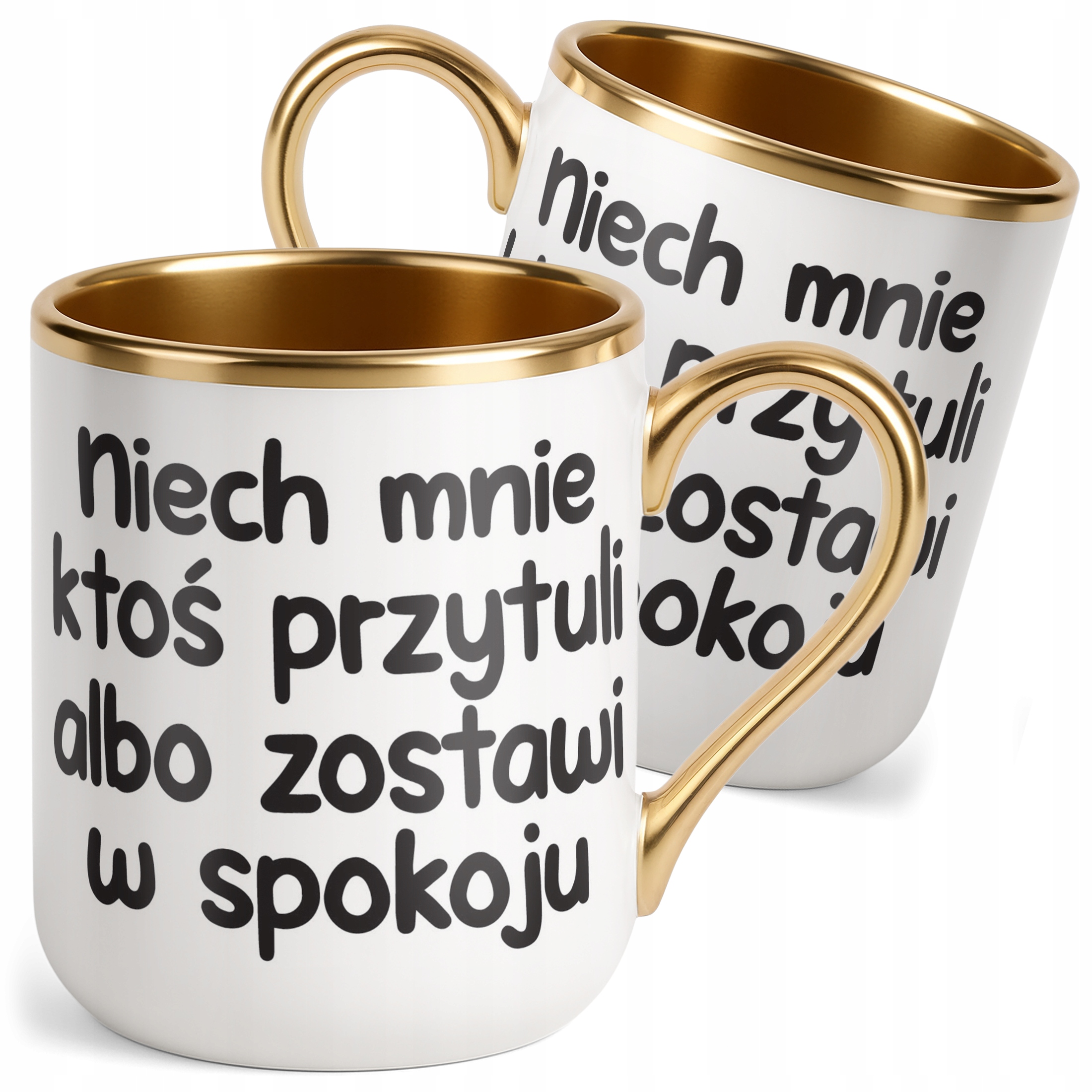Kubek Premium Złoty Niech Mnie Ktoś Przytuli Śmieszny Zabawny Prezent