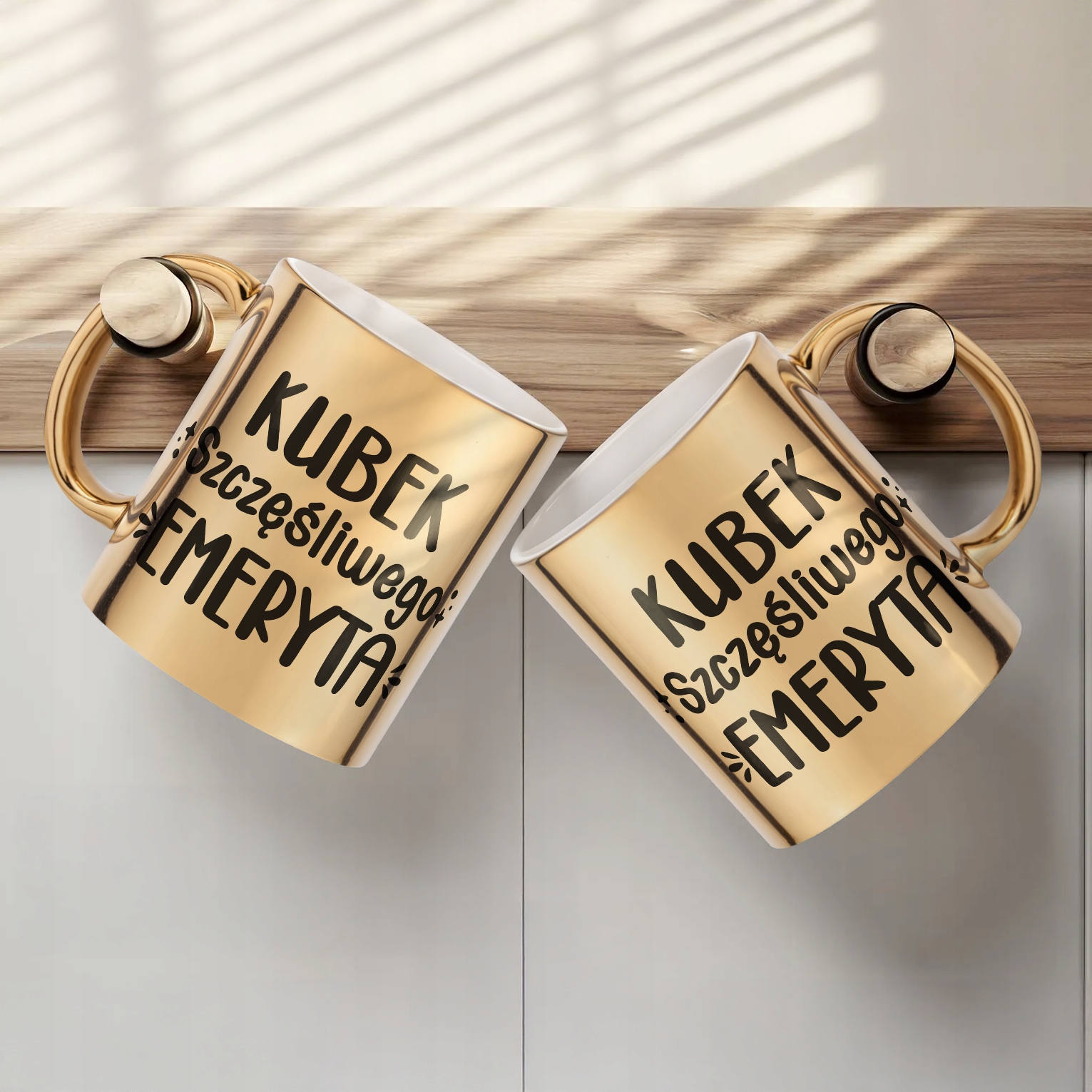 Złoty Kubek ceramiczny z okazji Emerytury Dla Emeryta Prezent Upominek