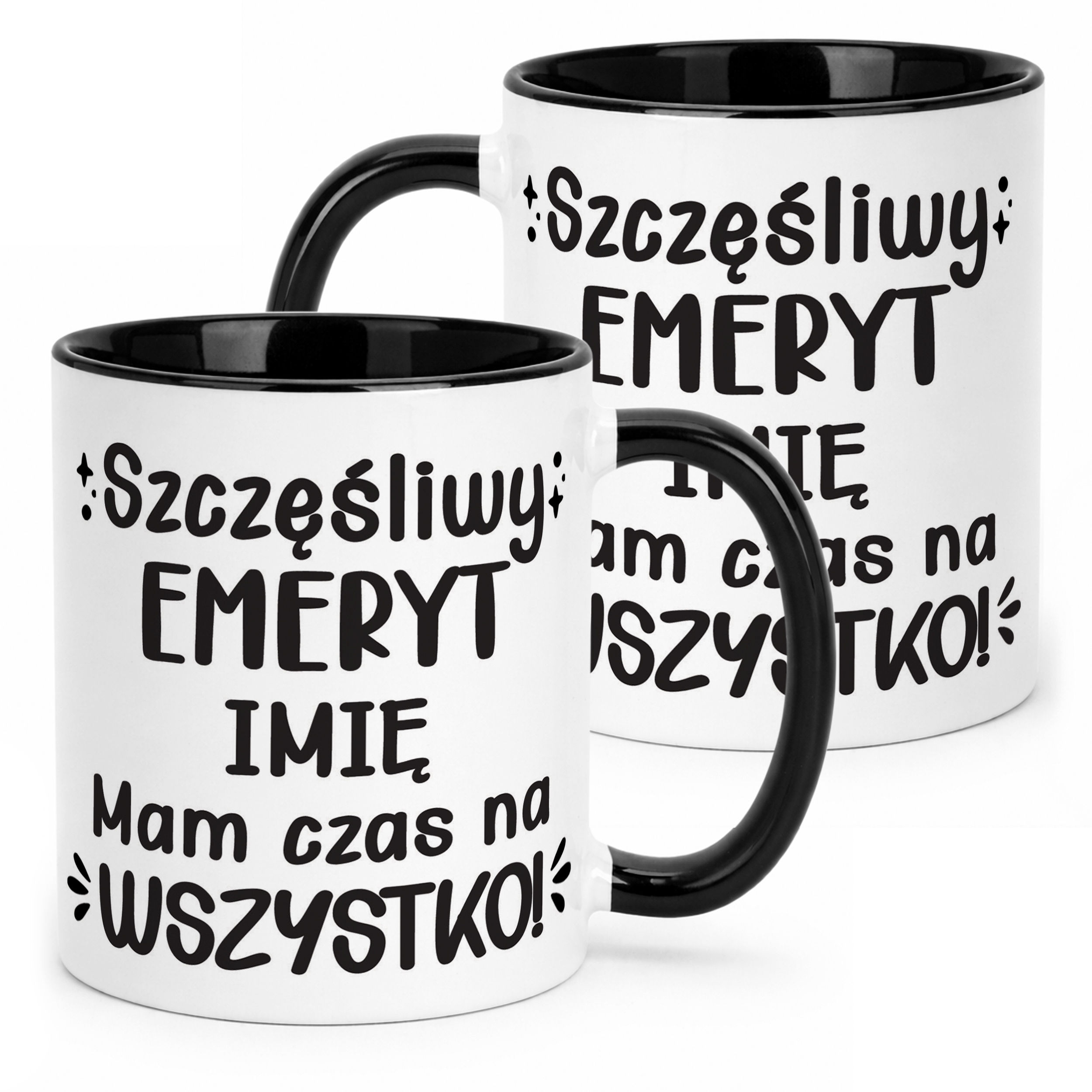 Kubek Czarny Personalizowany z okazji Emerytury Dla Emeryta Prezent