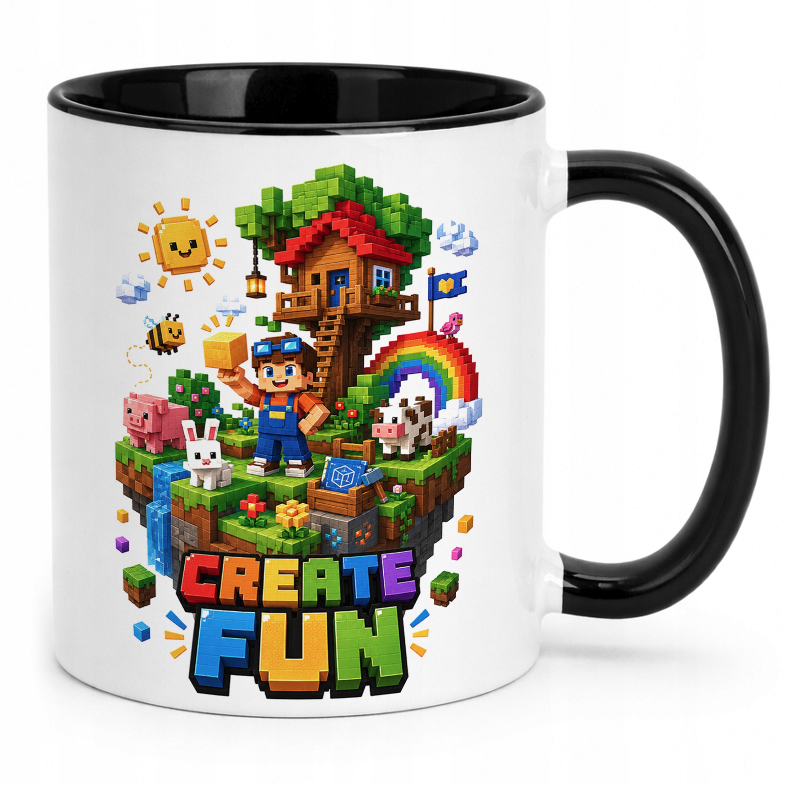 Zestaw Kubek Czarny Poduszka Z Nadrukiem PIXEL GRA Prezent