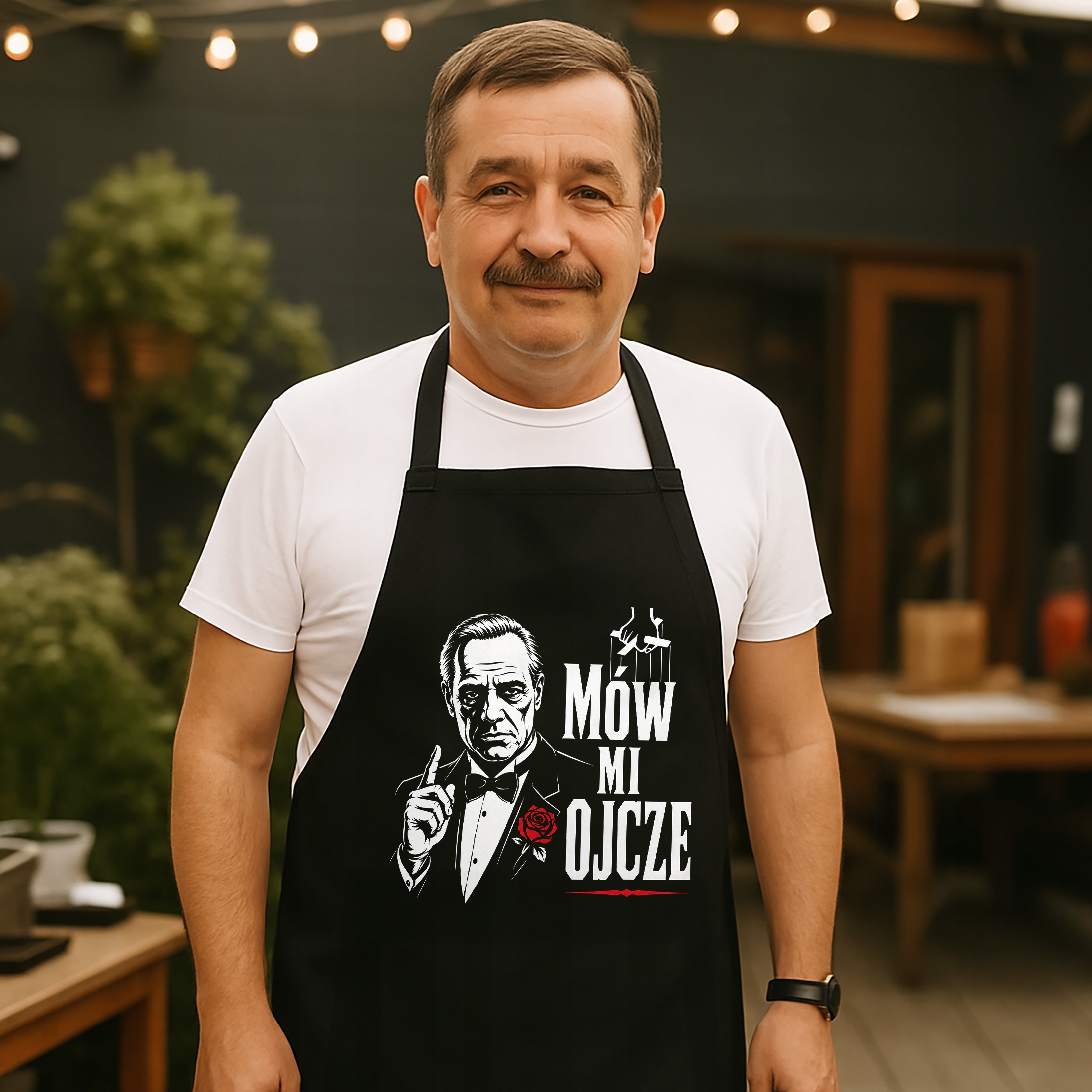 Dzień Ojca prezent dla taty fartuch czarny praktyczny upominek dla taty