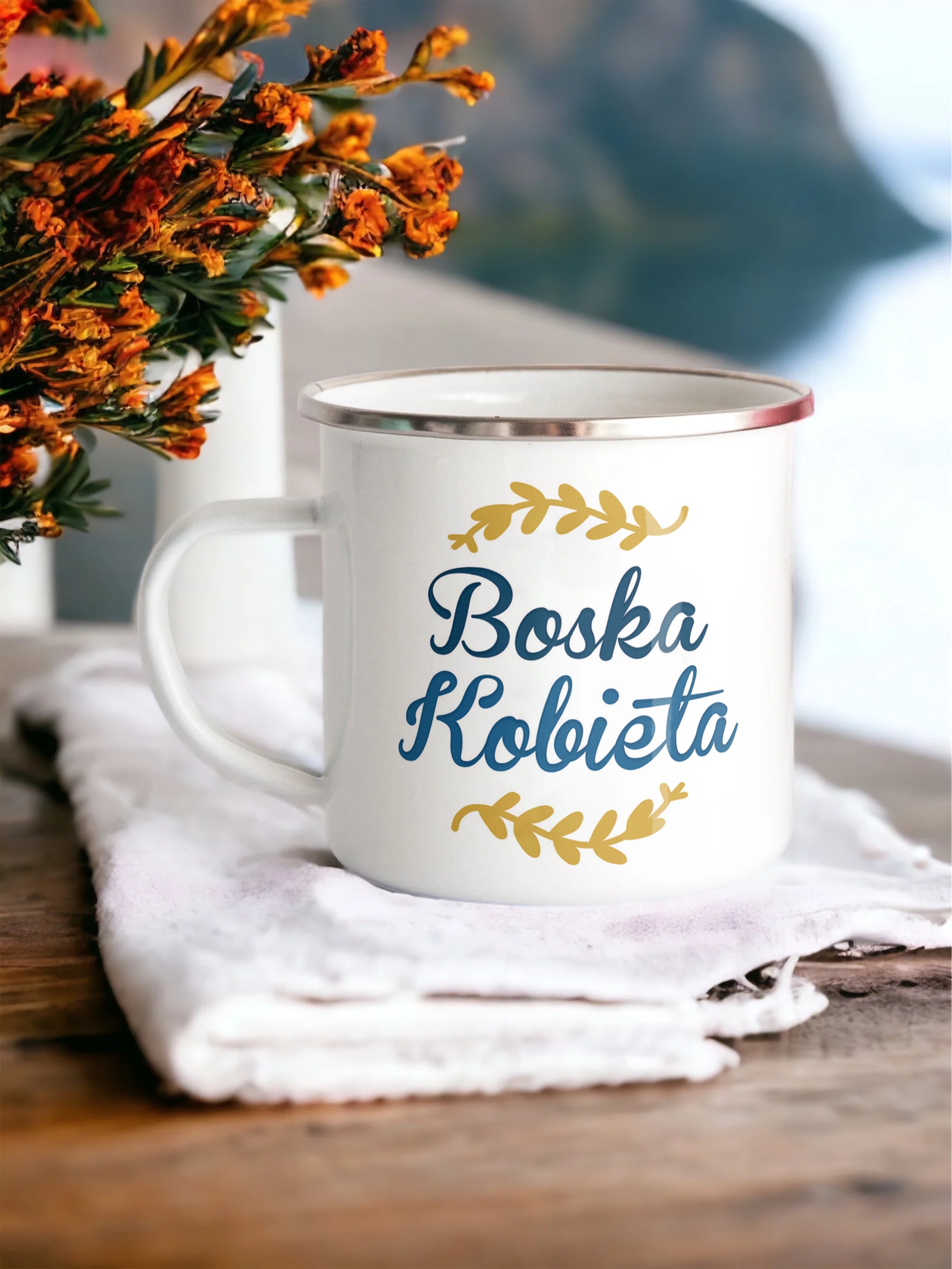 Emaliowany Kubek Garnuszek Dzień Kobiet Dla Kobiety Prezent Upominek