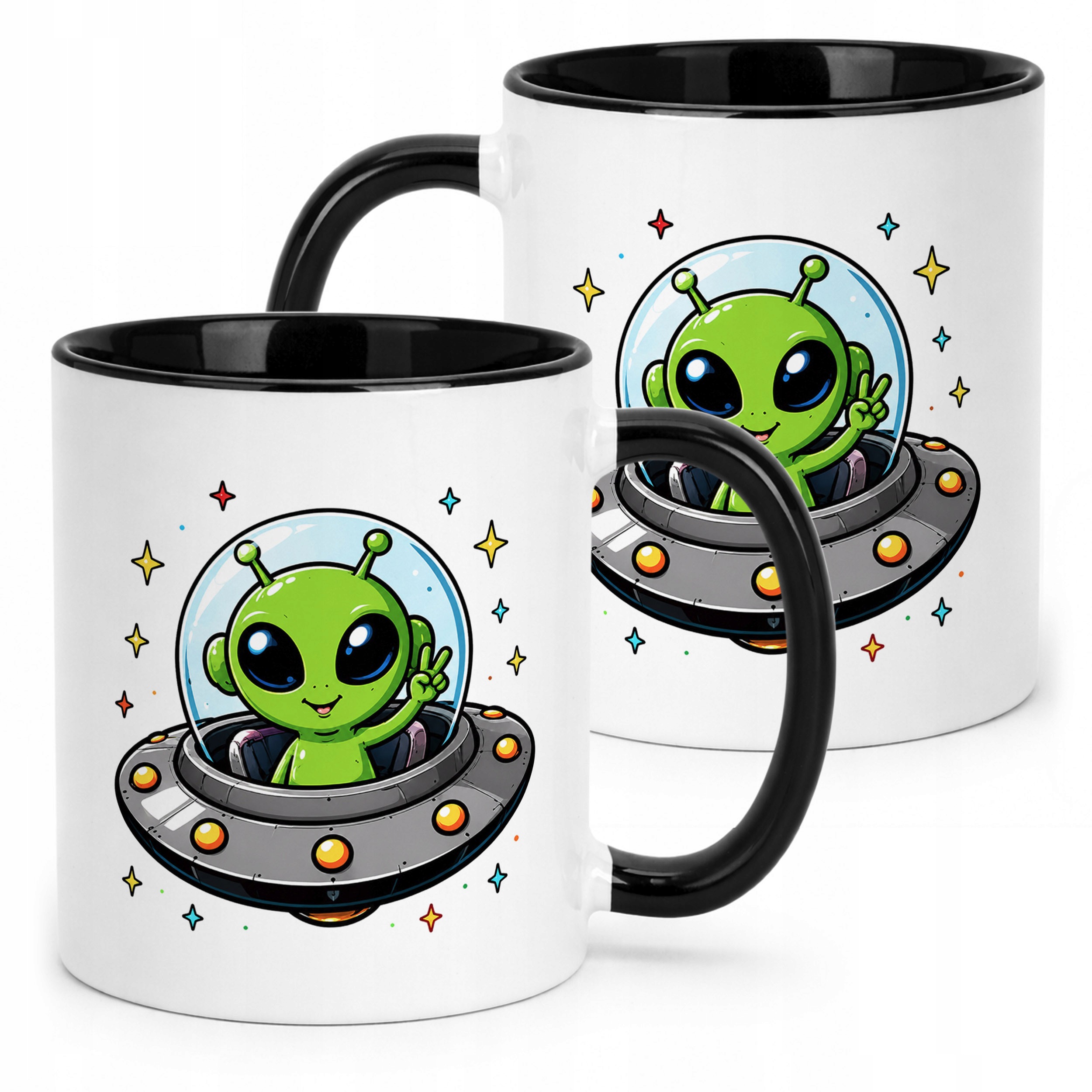 Kubek Czarny z nadrukiem Kosmita UFO Dla Dzieci Prezent Upominek
