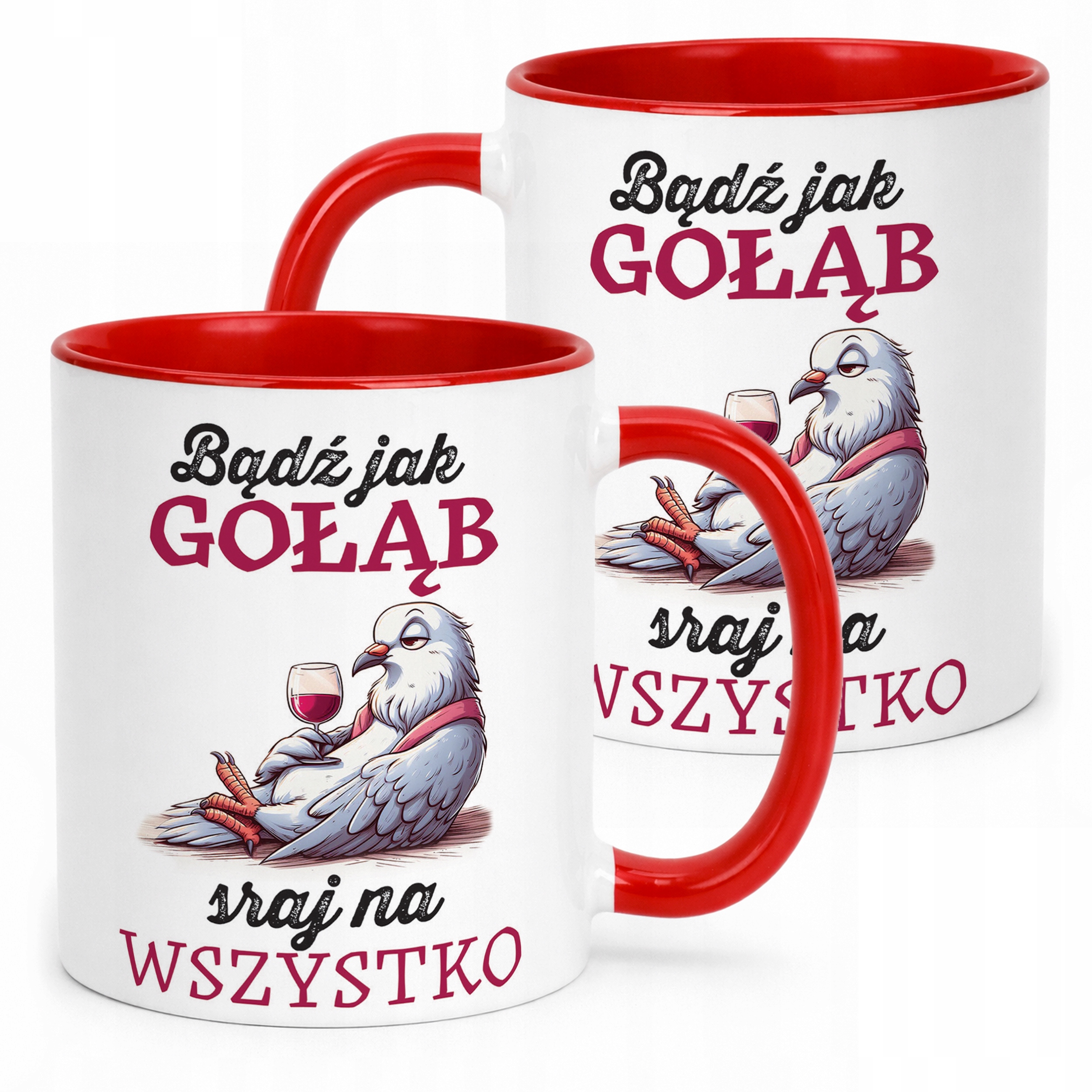 Kubek Czerwony Dla Gołębiarzy Prezent Upominek Dla Hodowcy Gołębi