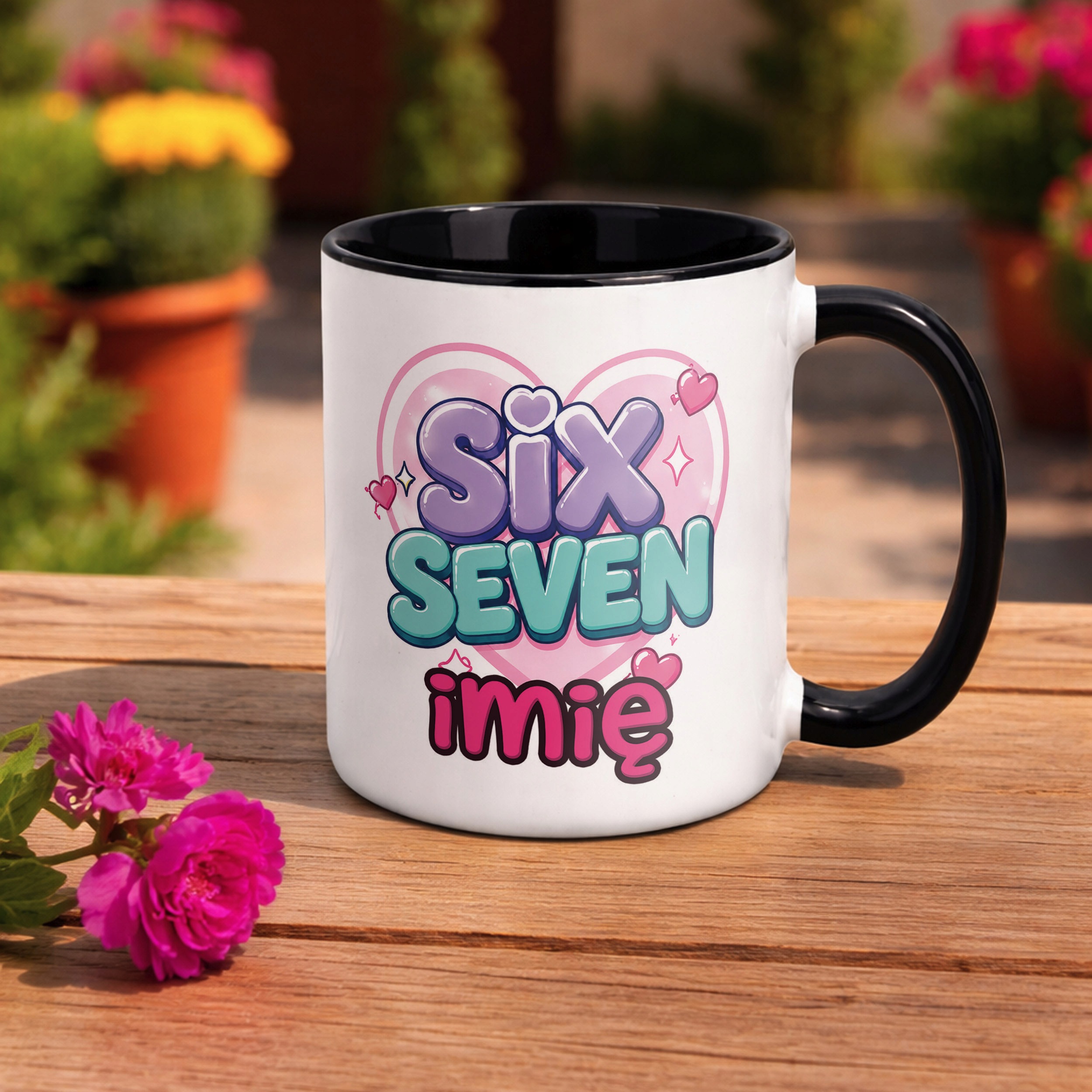 Zestaw Personalizowany Plecak Worek Kubek Czarny 67 Six Seven Prezent