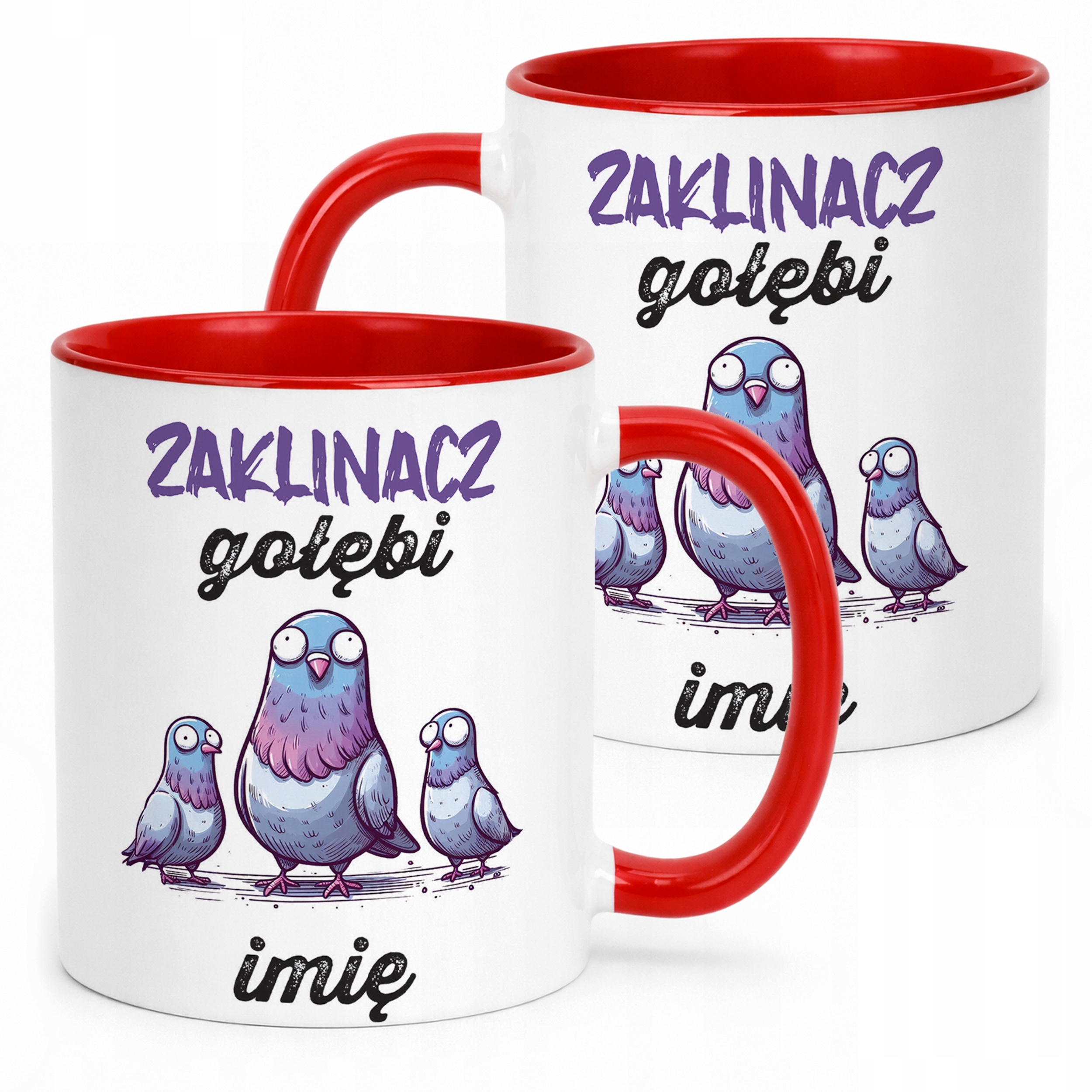 Kubek Czerwony Personalizowany Dla Gołębiarza Prezent Dla Hodowcy Gołębi