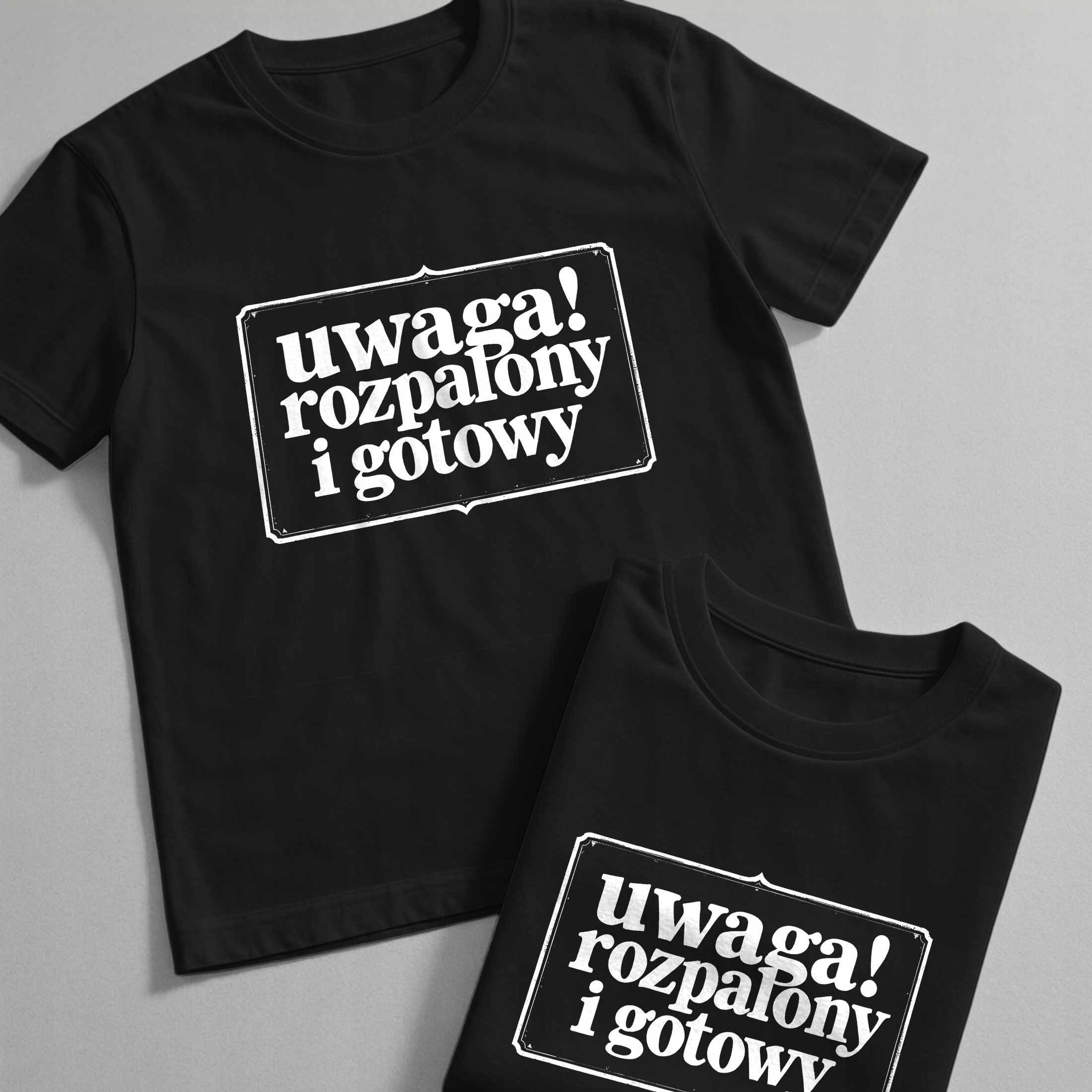 Koszulka czarna męska Uwaga Rozpalony I Gotowy Zabawny Prezent r. 3XL