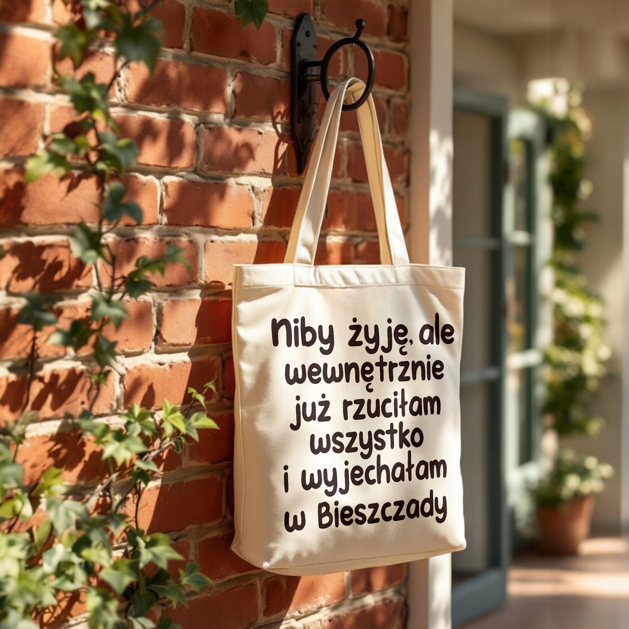 Torba bawełniana premium Niby Żyję Ale Wewnętrznie Zabawny Prezent