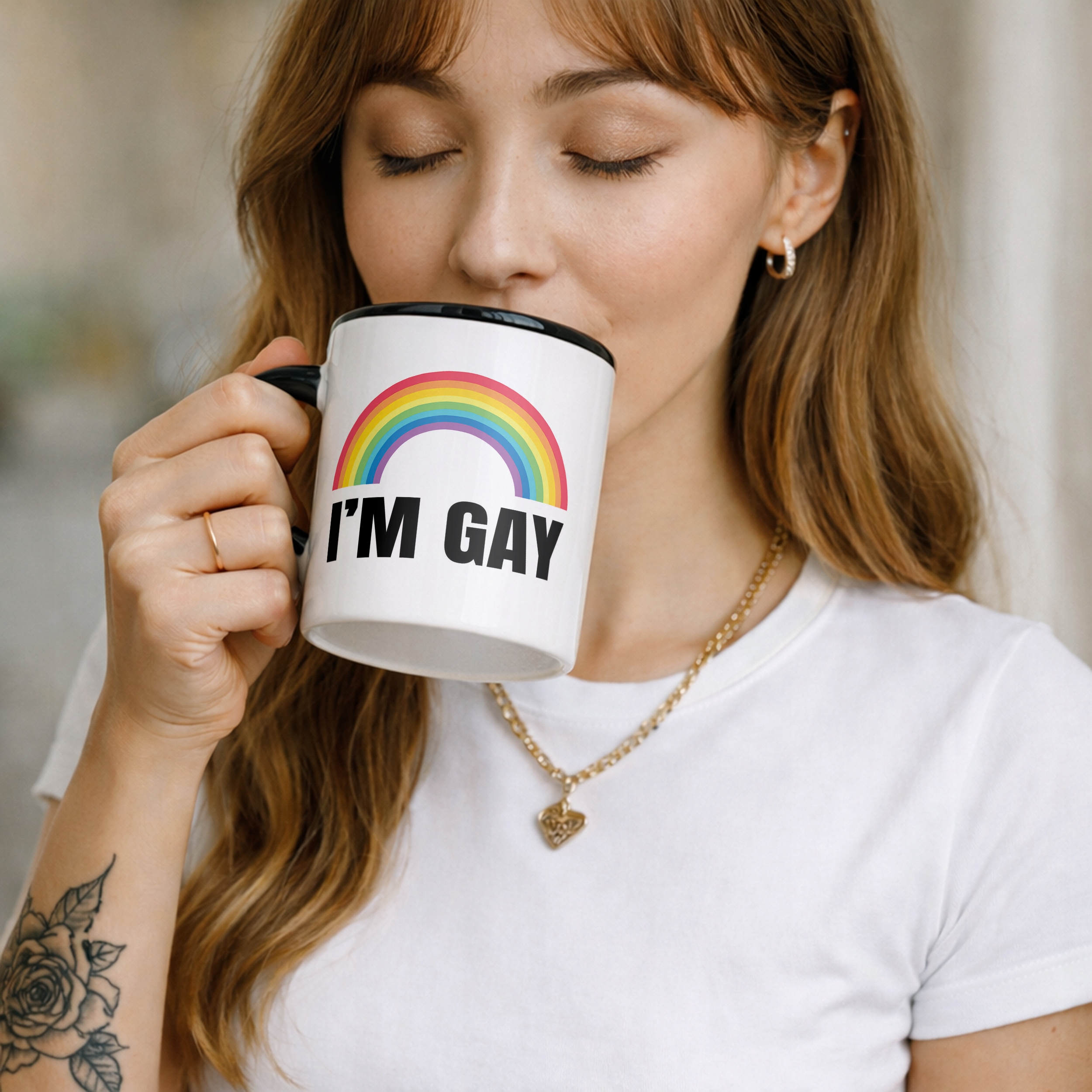 Kubek Czarny I’M GAY Tęcza LGBT Jestem Gejem
