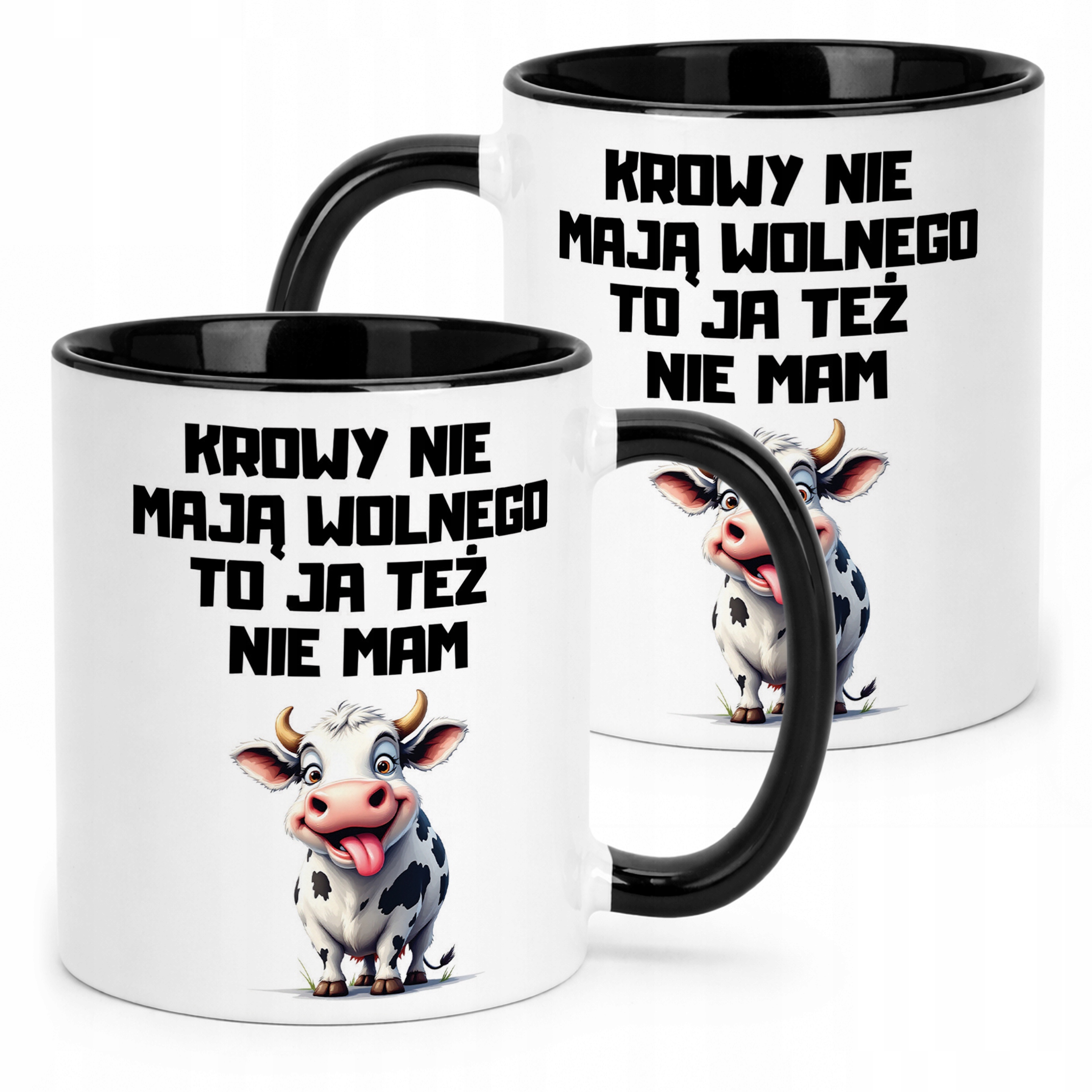 Kubek Czarny Rolnik Dla Rolnika Krowa Zabawny Prezent Upominek