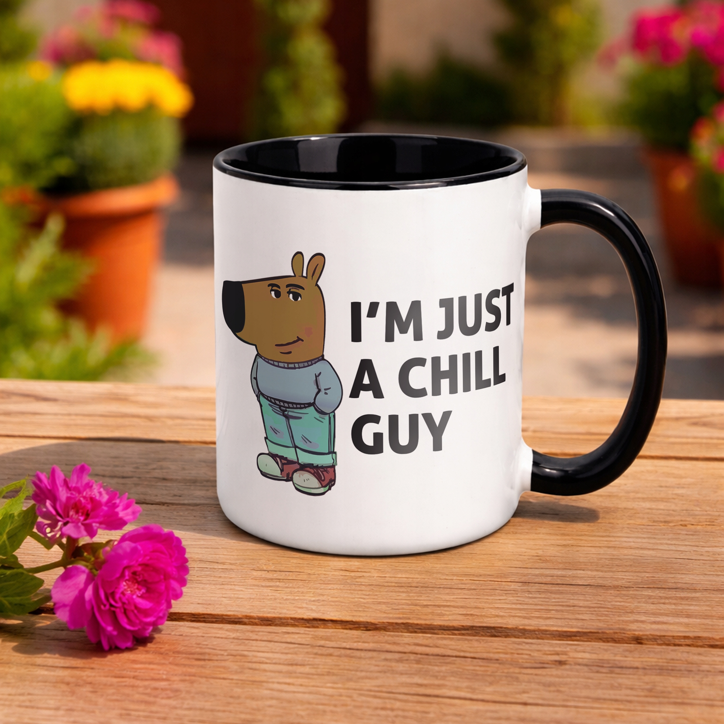 Kubek Czarny I’m Just A Chill Guy Zabawny Prezent Upominek