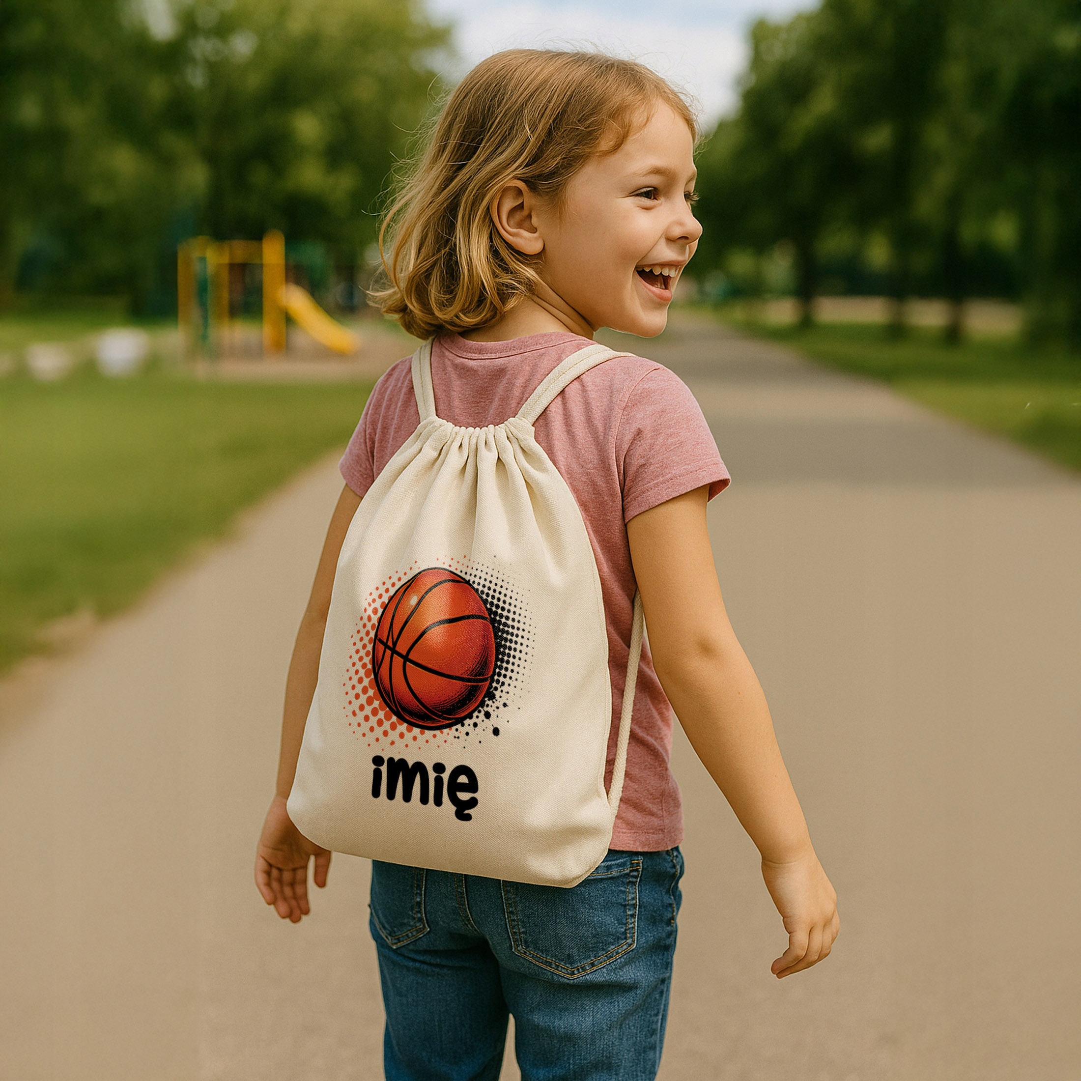 Zestaw Personalizowany Plecak Worek Kubek Czarny Koszykówka Prezent