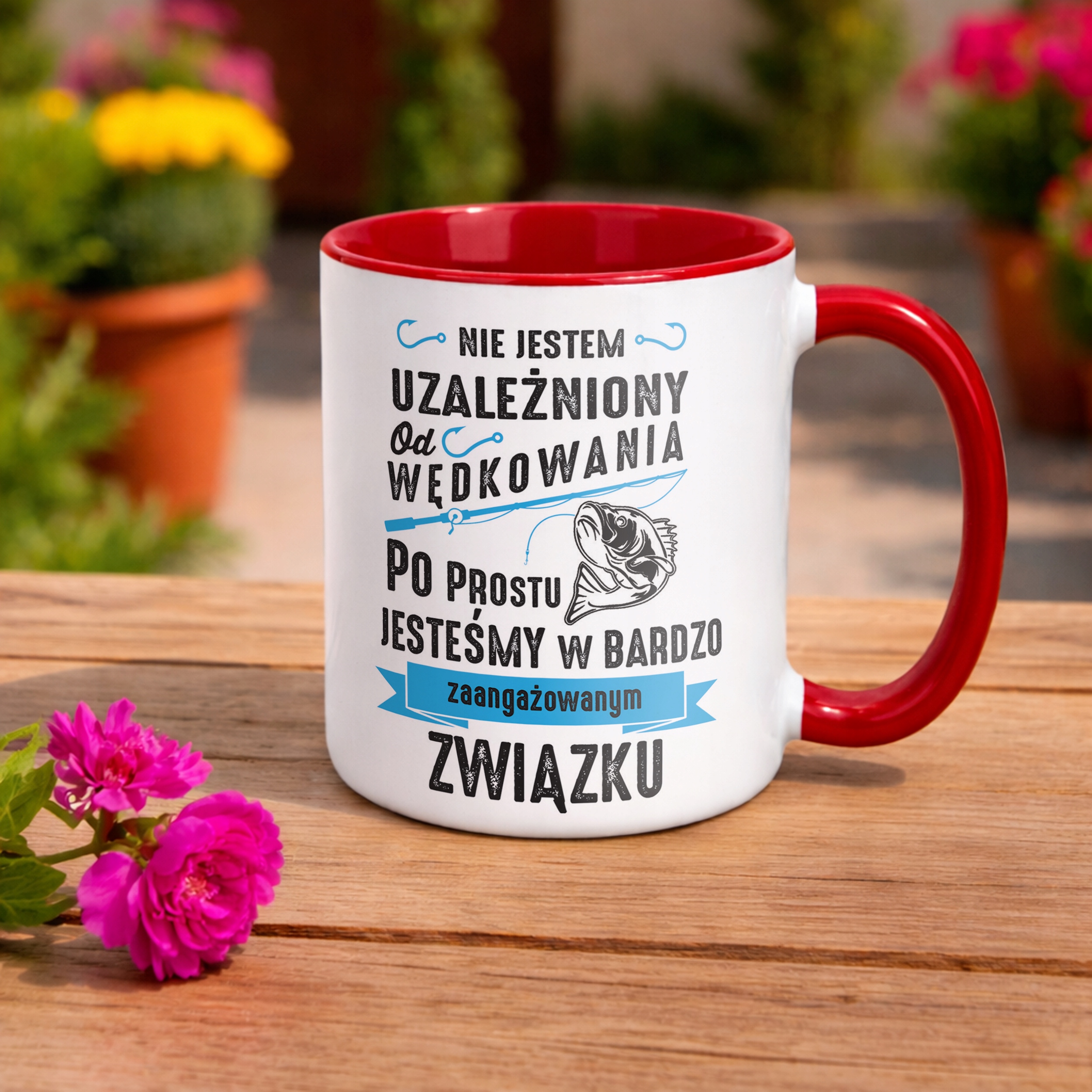 Kubek Czerwony Dla Wędkarza Ryby Wędkowanie Prezent Upominek
