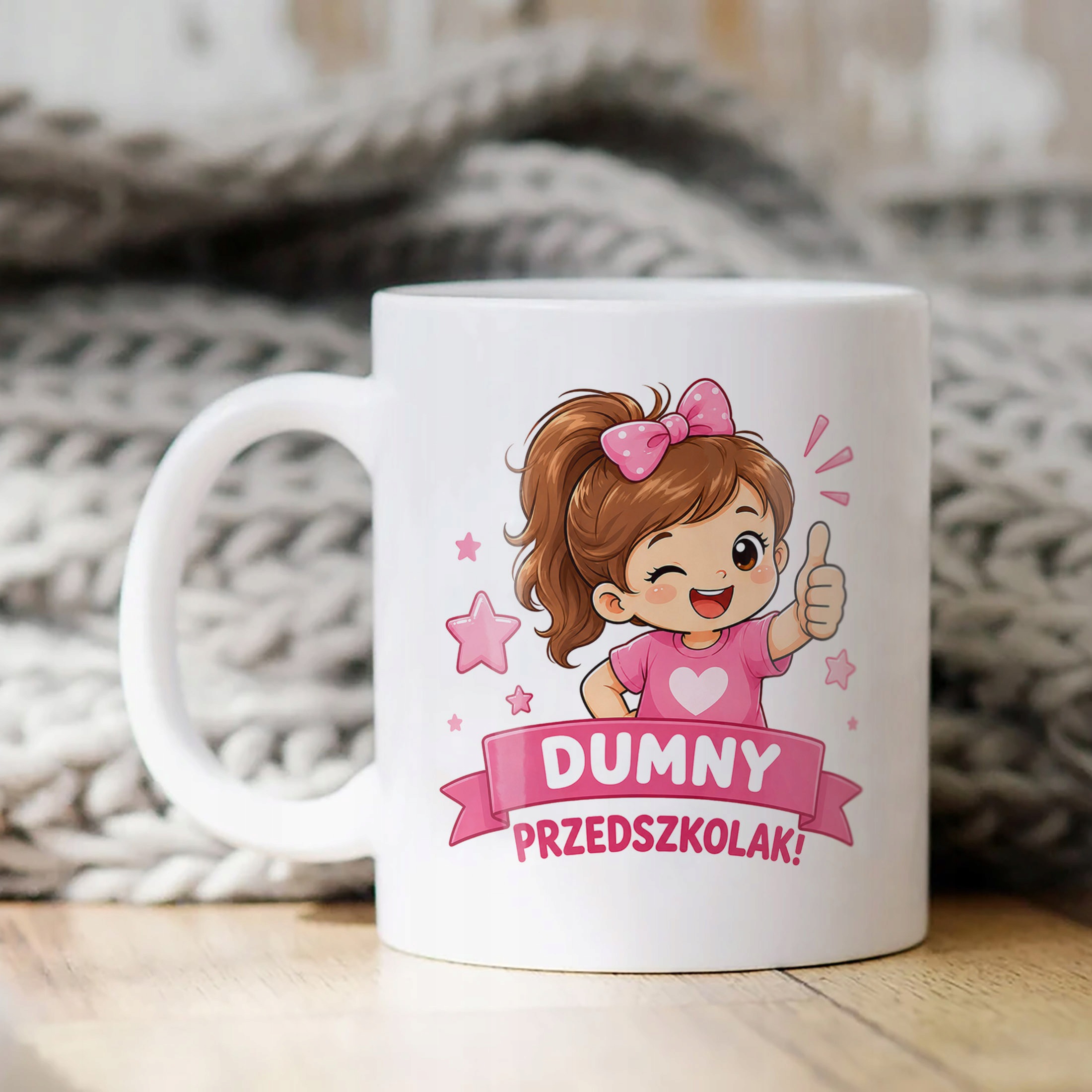 Biały Kubek z nadrukiem Przedszkolak Szkoła Dla Dzieci Prezent