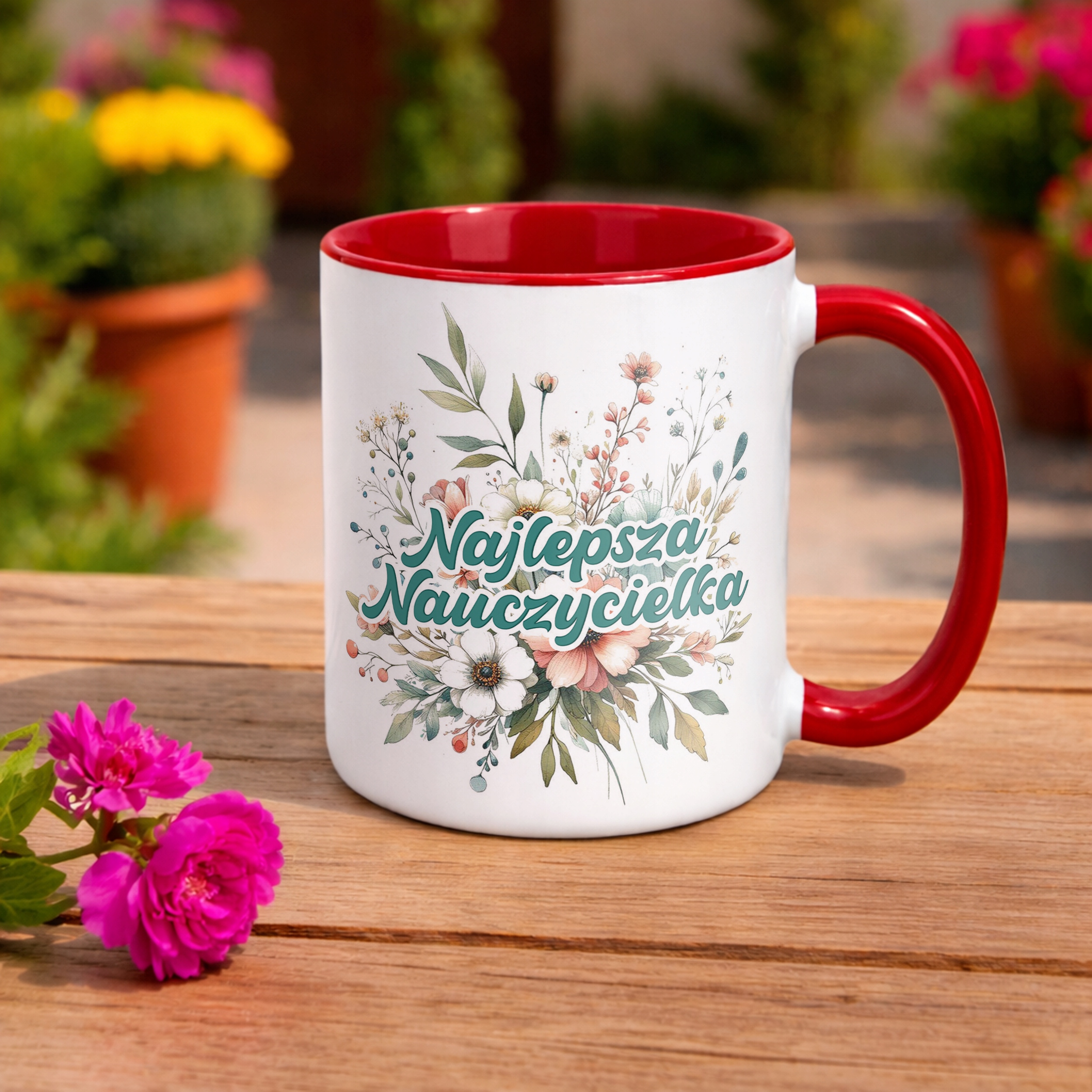 Kubek Czerwony Najlepsza Nauczycielka Dzień Nauczyciela Prezent
