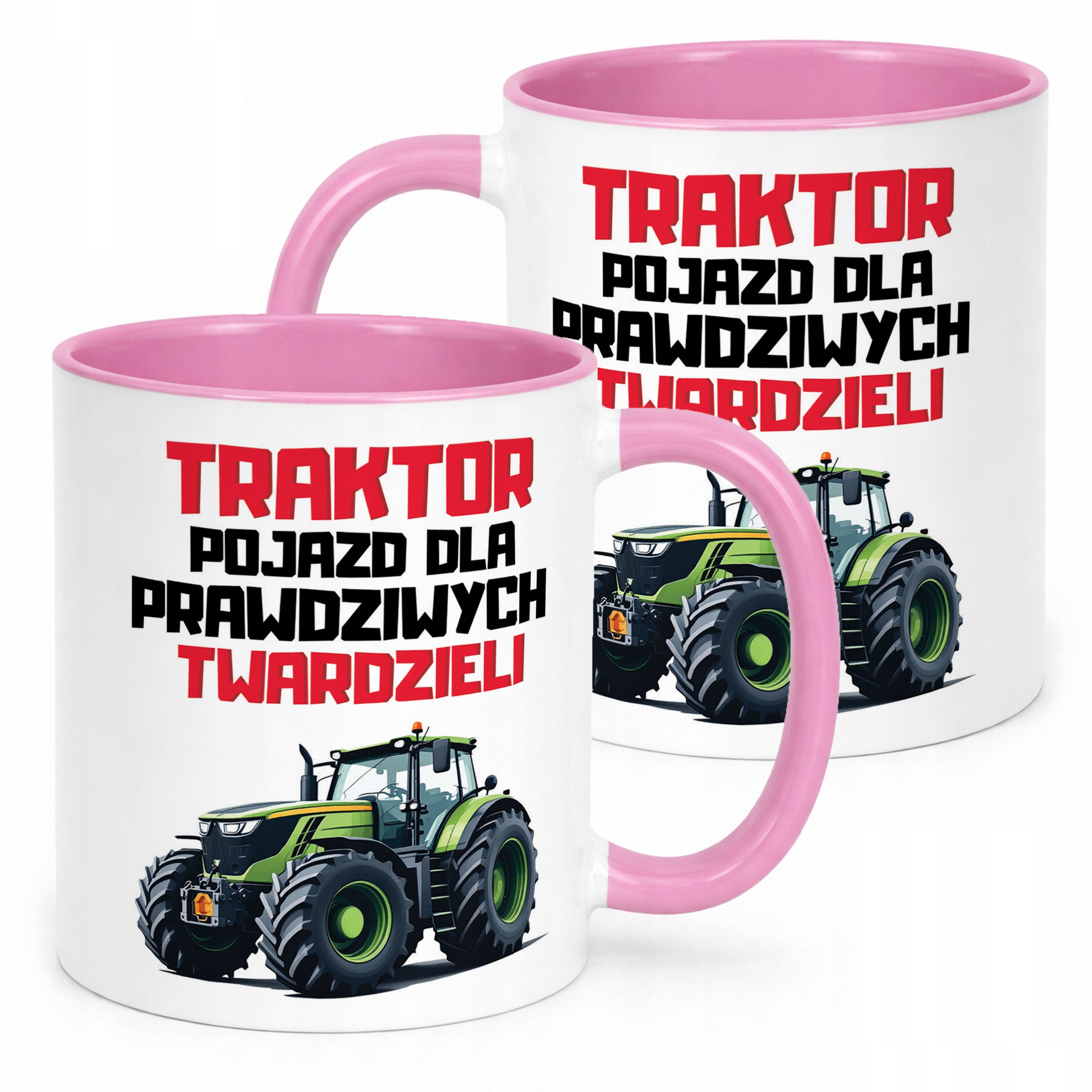 Kubek Różowy Rolnik Dla Rolnika Traktor Zabawny Prezent Upominek