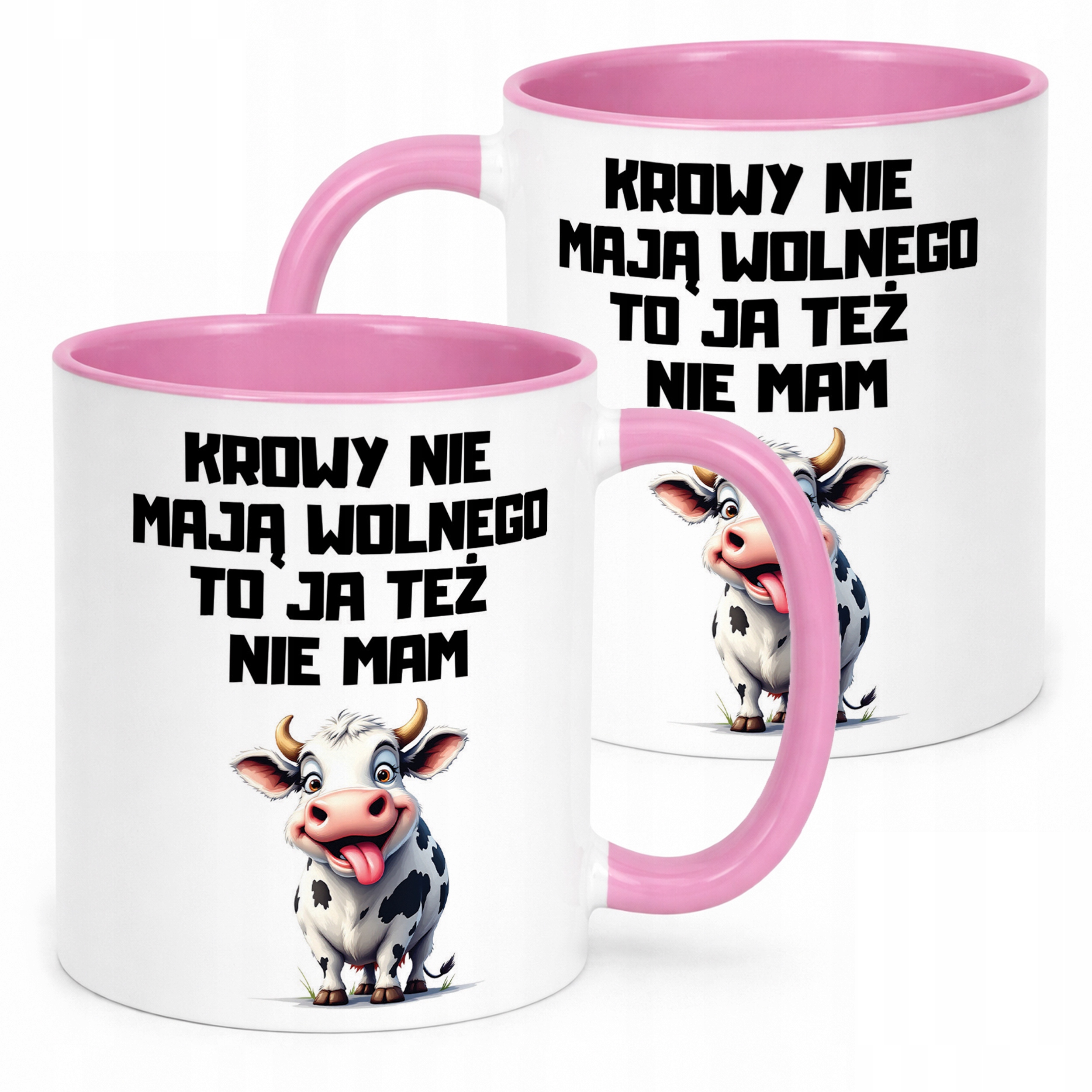 Kubek Różowy Rolnik Dla Rolnika Krowa Zabawny Prezent Upominek