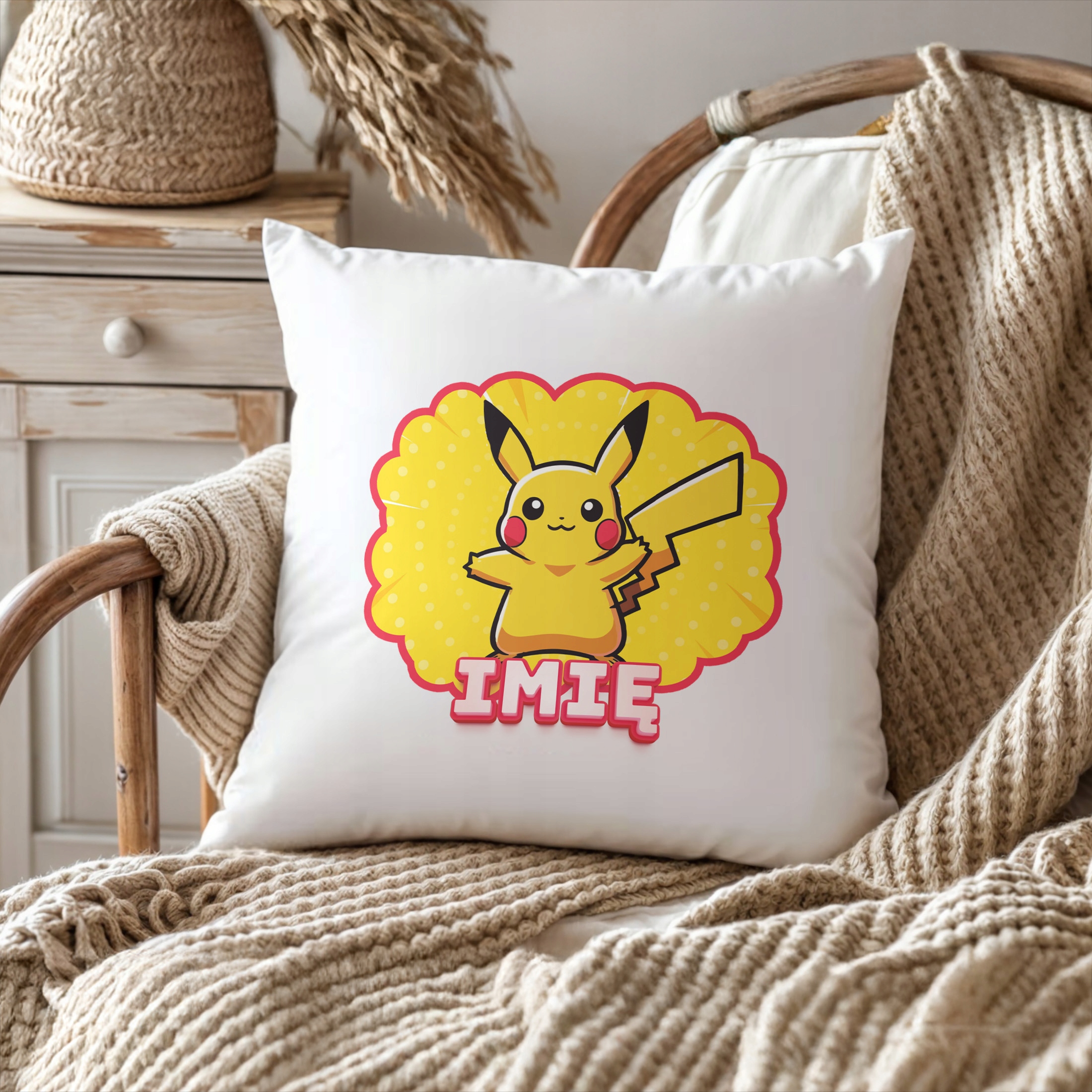 Poduszka 38×38 cm Pokemon Pikachu dla fanów