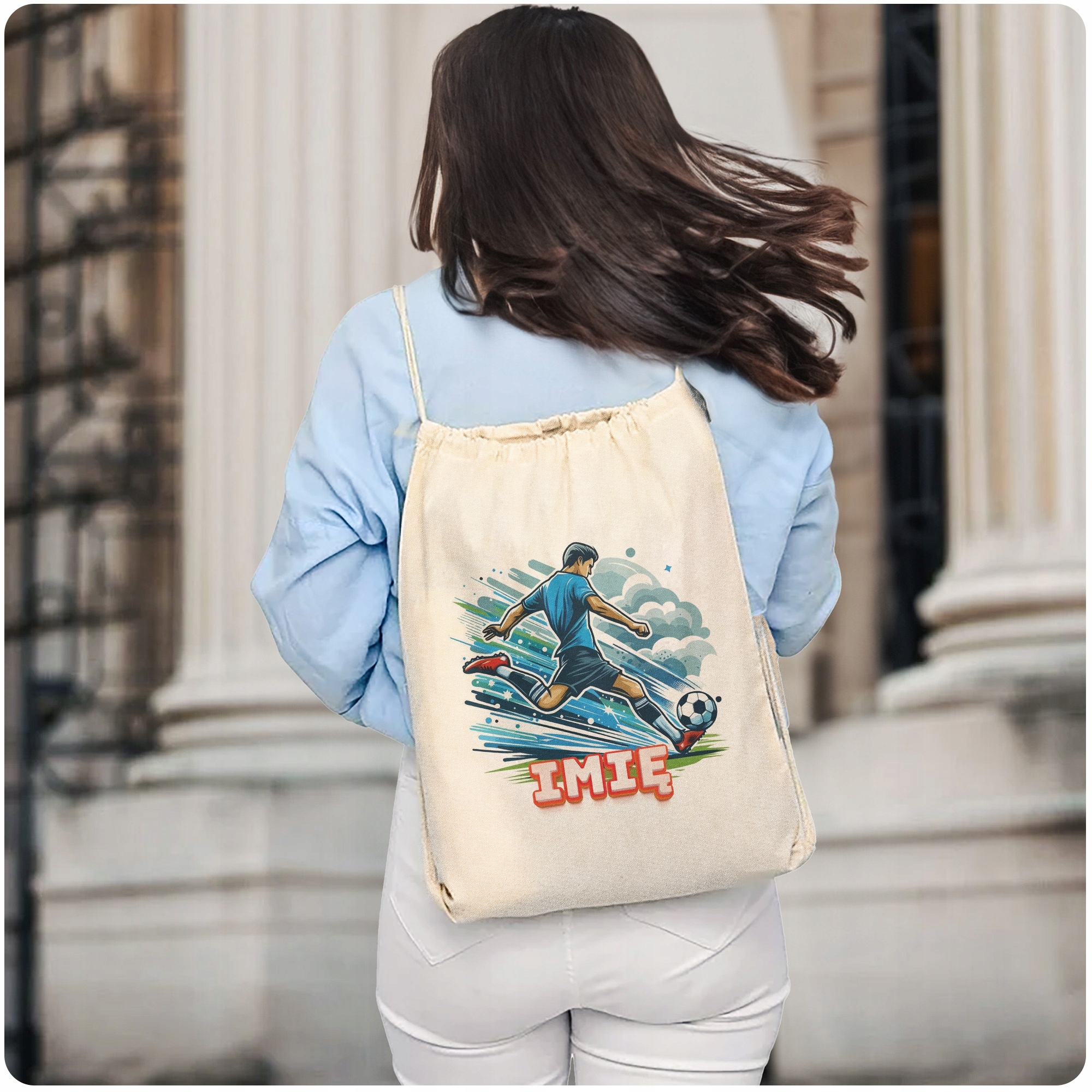 Plecak bawełniany Z imieniem Dla Piłkarza Piłka Nożna Do Szkoły