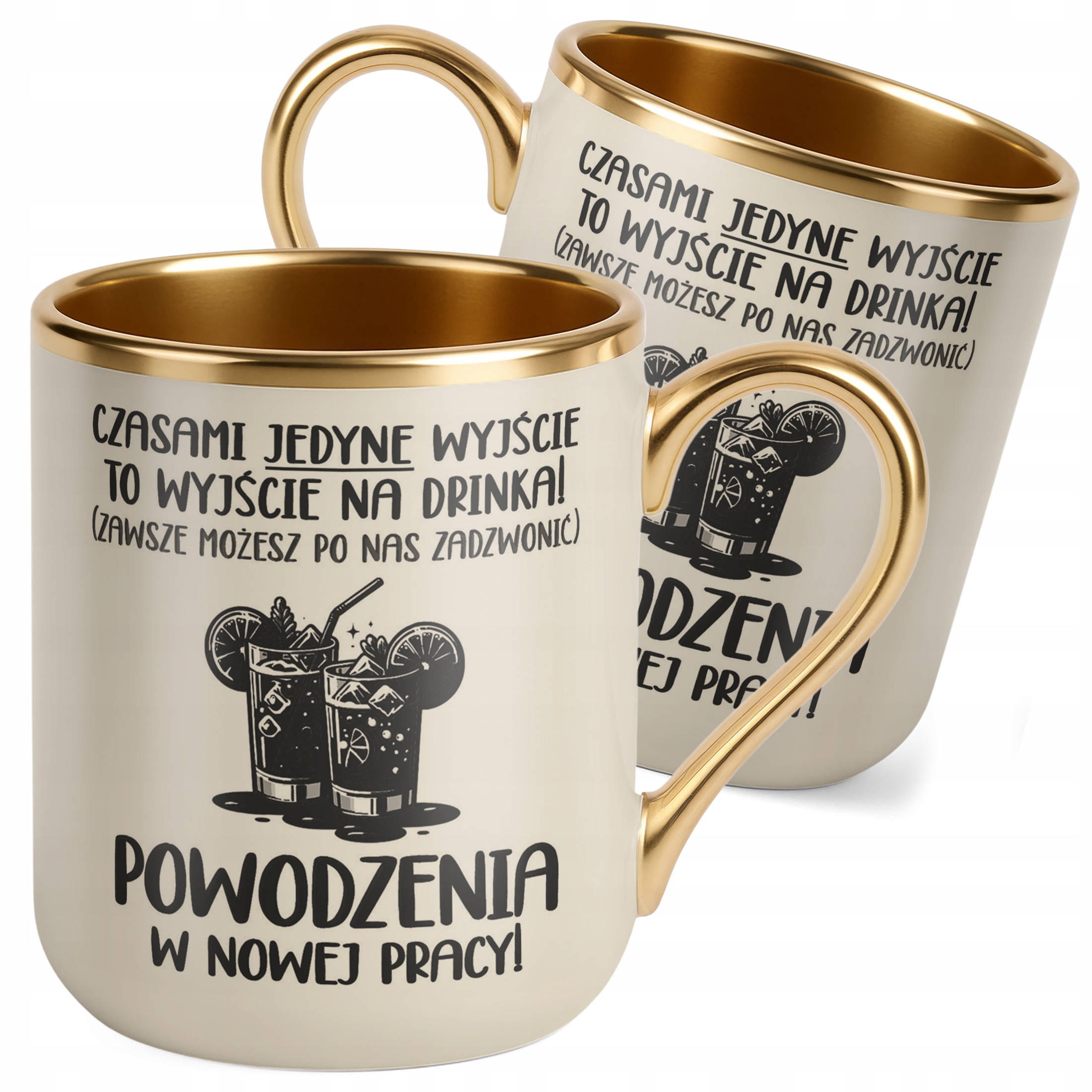 Kubek Premium Złoty Ecru Na Pożegnanie Odejście z Pracy Zabawny Prezent