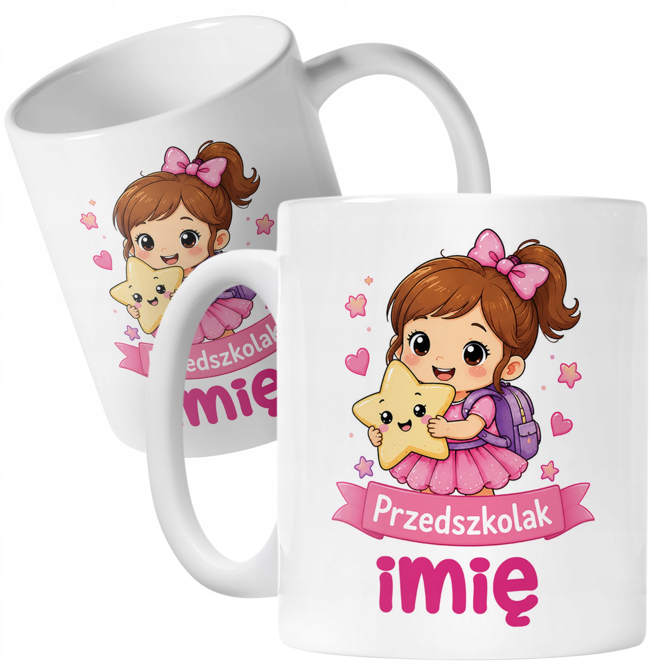 Biały Kubek z nadrukiem personalizowany Przedszkolak Szkoła Dla Dzieci