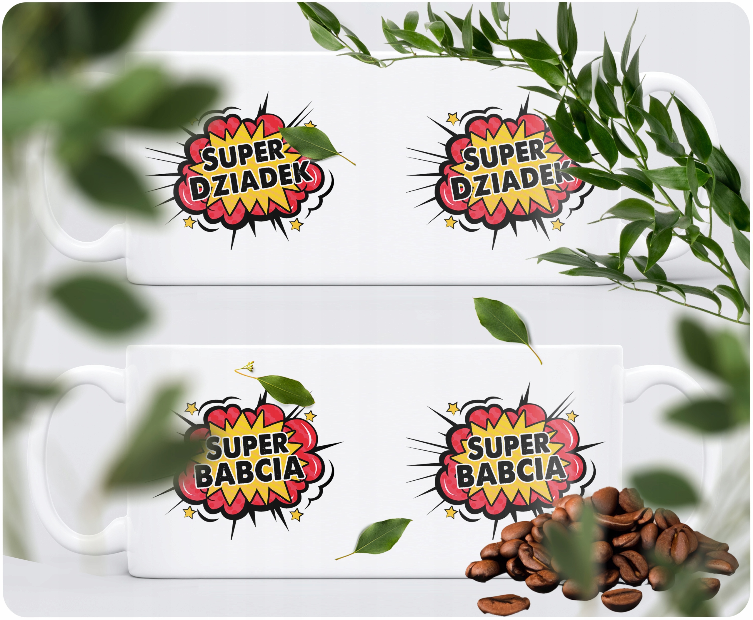 Zestaw Kubków Ceramicznych 330 ml Dzień Babci i Dziadka Prezent Super