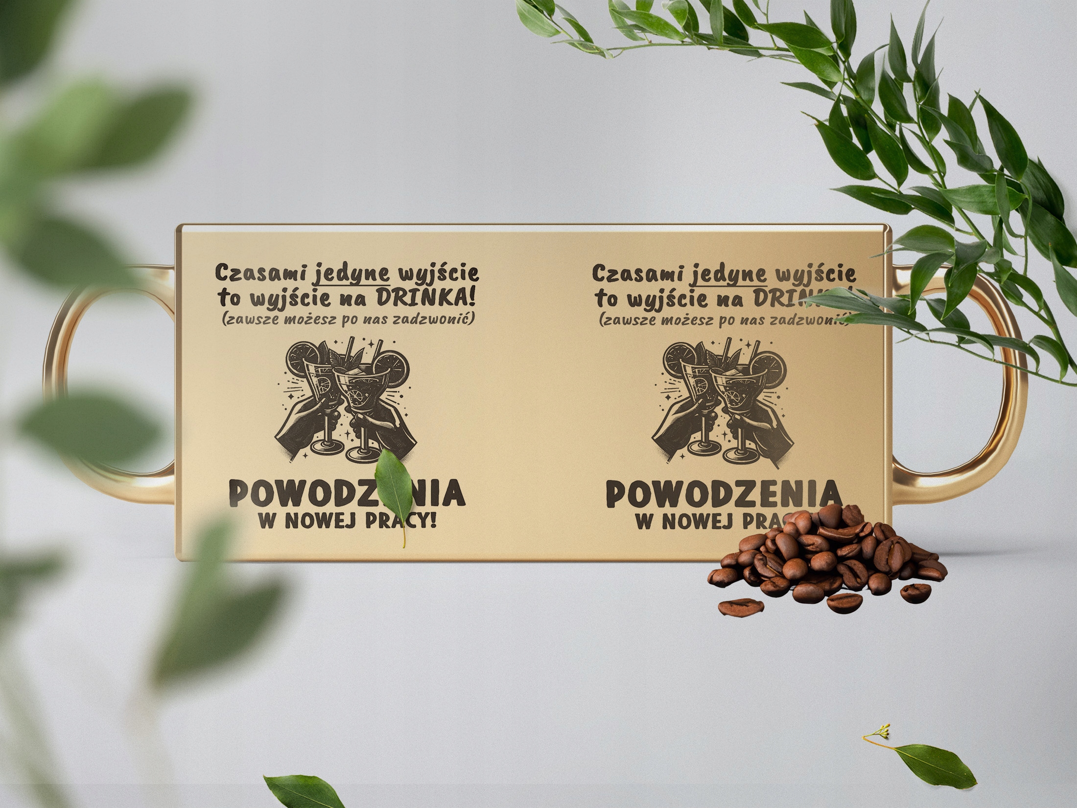 Kubek Złoty ceramiczny 330 ml Na Odejście Z Pracy Prezent Pożegnanie