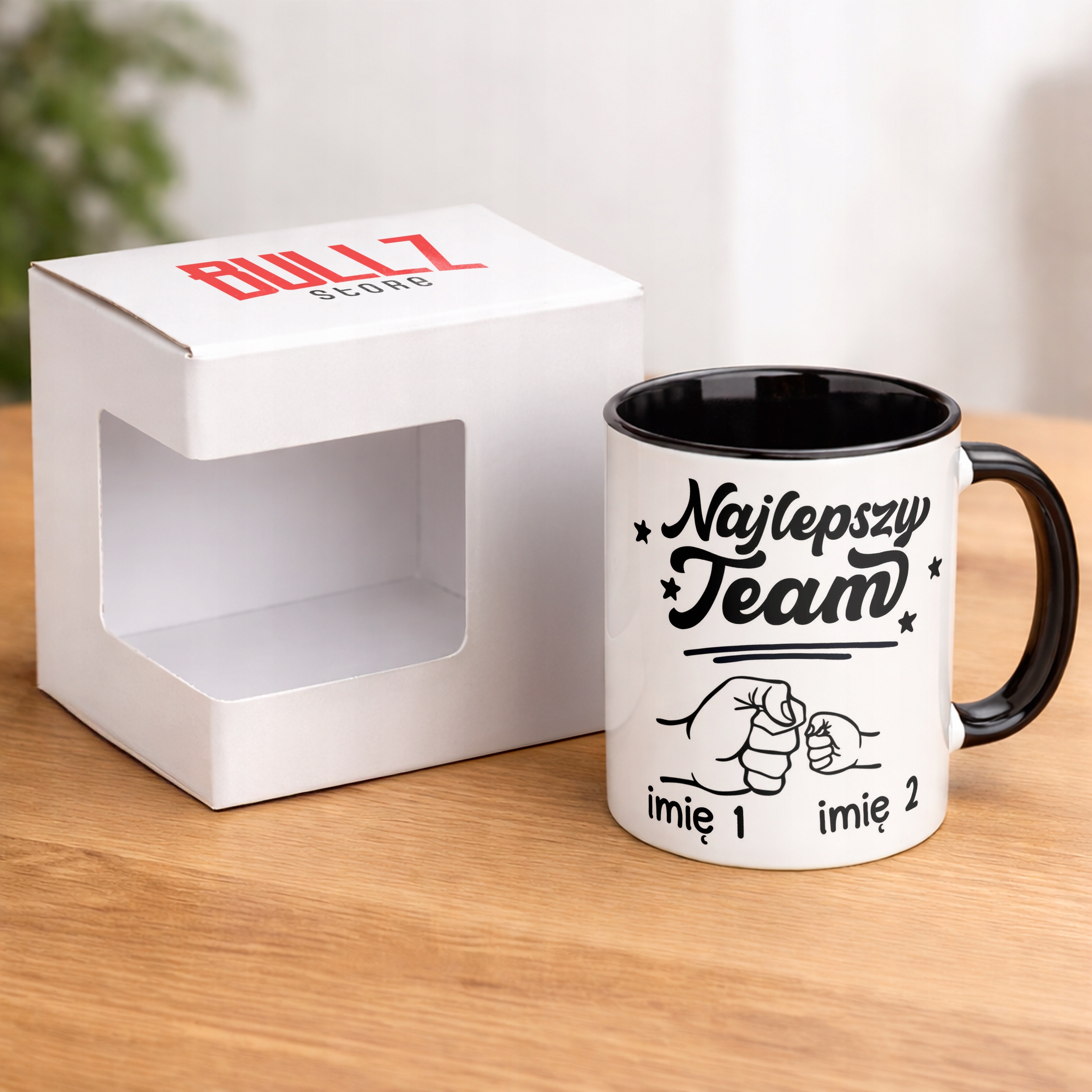 Kubek Czarny Personalizowany Dzień Ojca Najlepszy Team Prezent