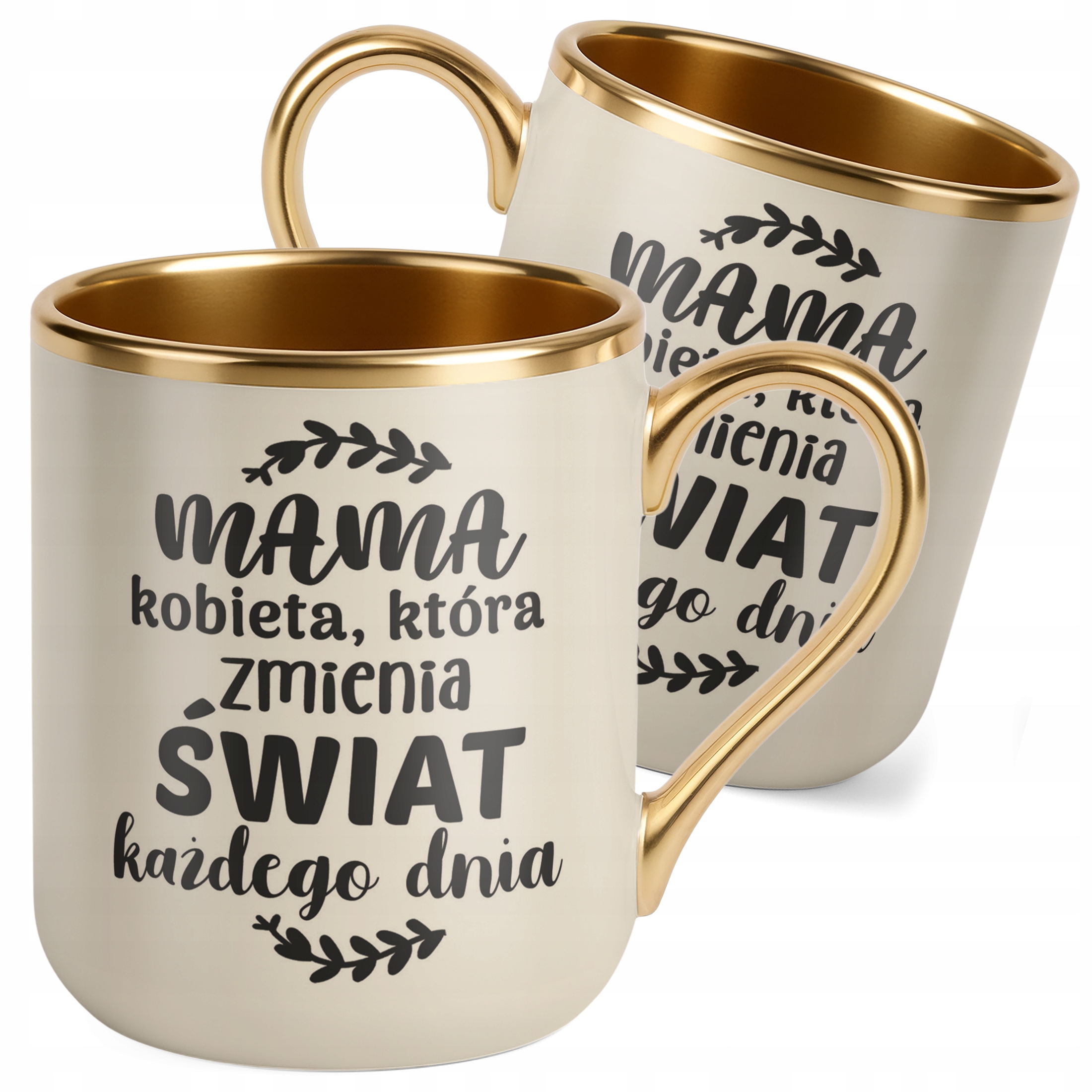 Kubek Premium Złoty Ecru Dzień Matki Prezent Kobieta Która Zmienia