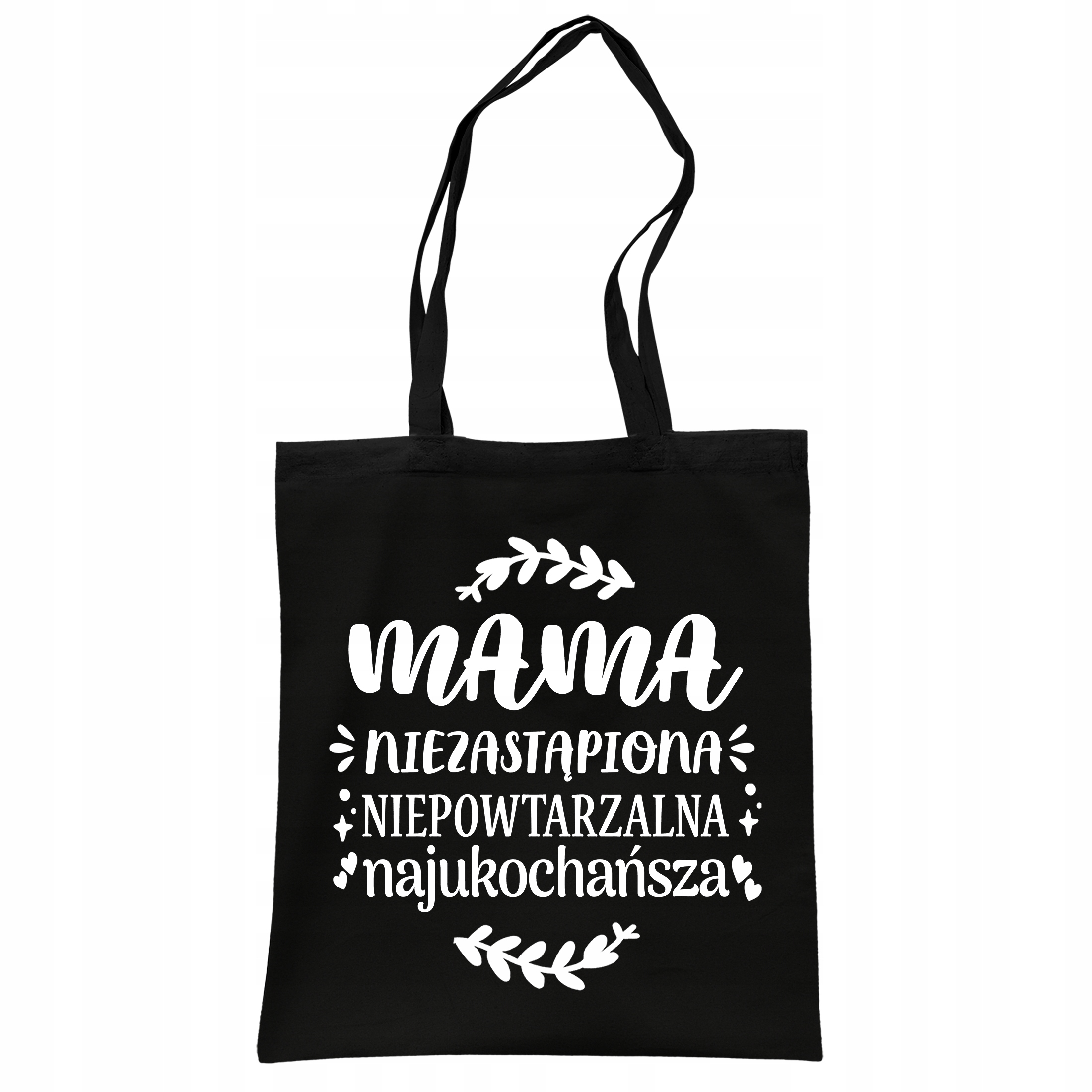 Torba bawełniana czarna na zakupy Dzień Matki Dla Mamy Prezent
