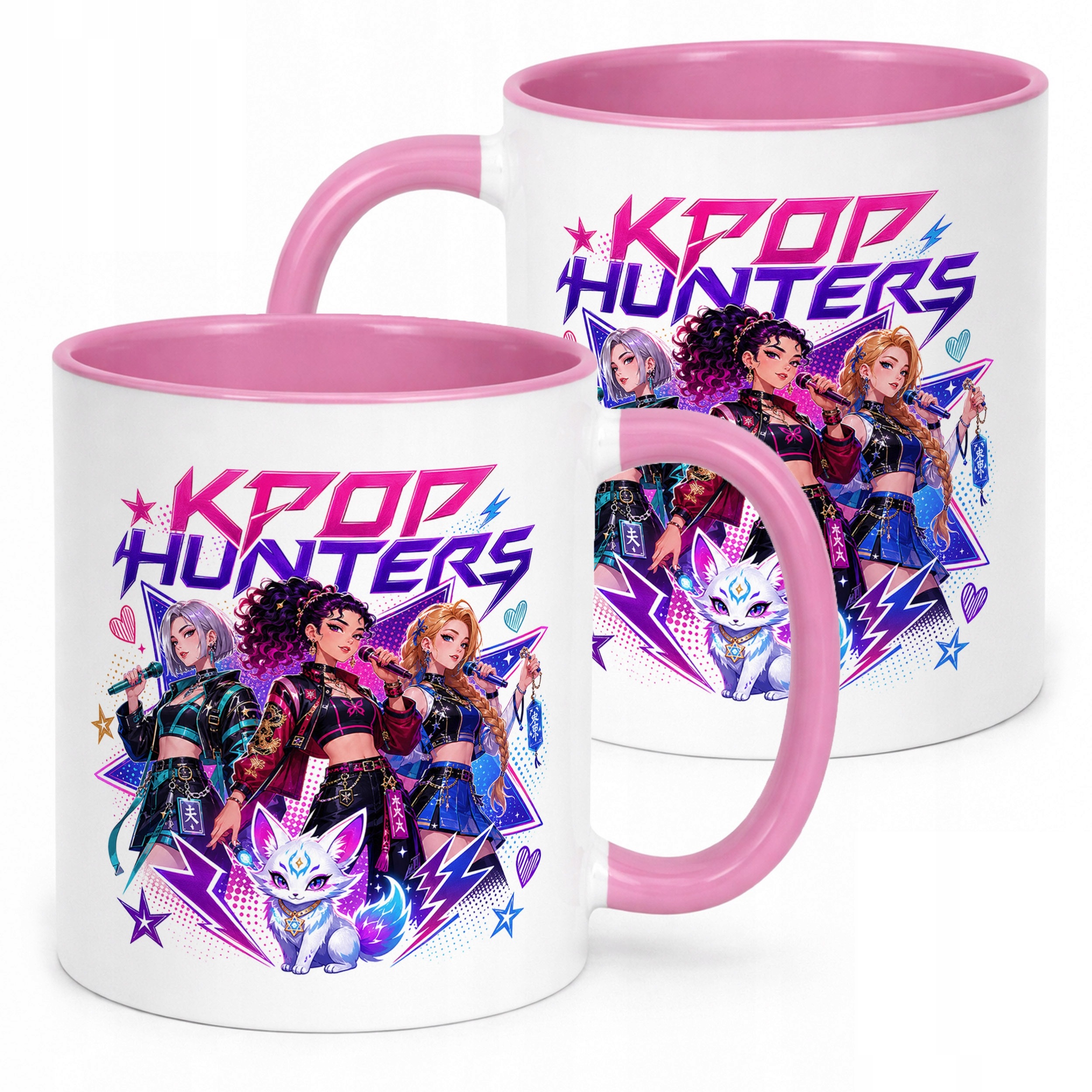 Kubek Różowy z nadrukiem ŁOWCZYNIE KPOP Dla Dzieci Prezent Upominek
