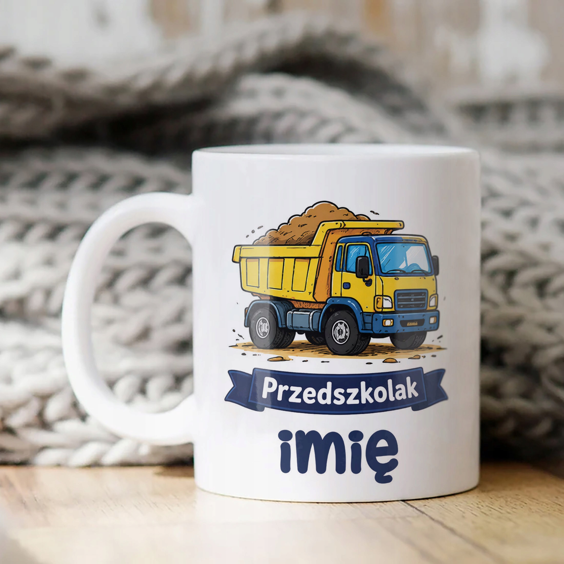 Biały Kubek z nadrukiem personalizowany Przedszkolak Szkoła Dla Dzieci