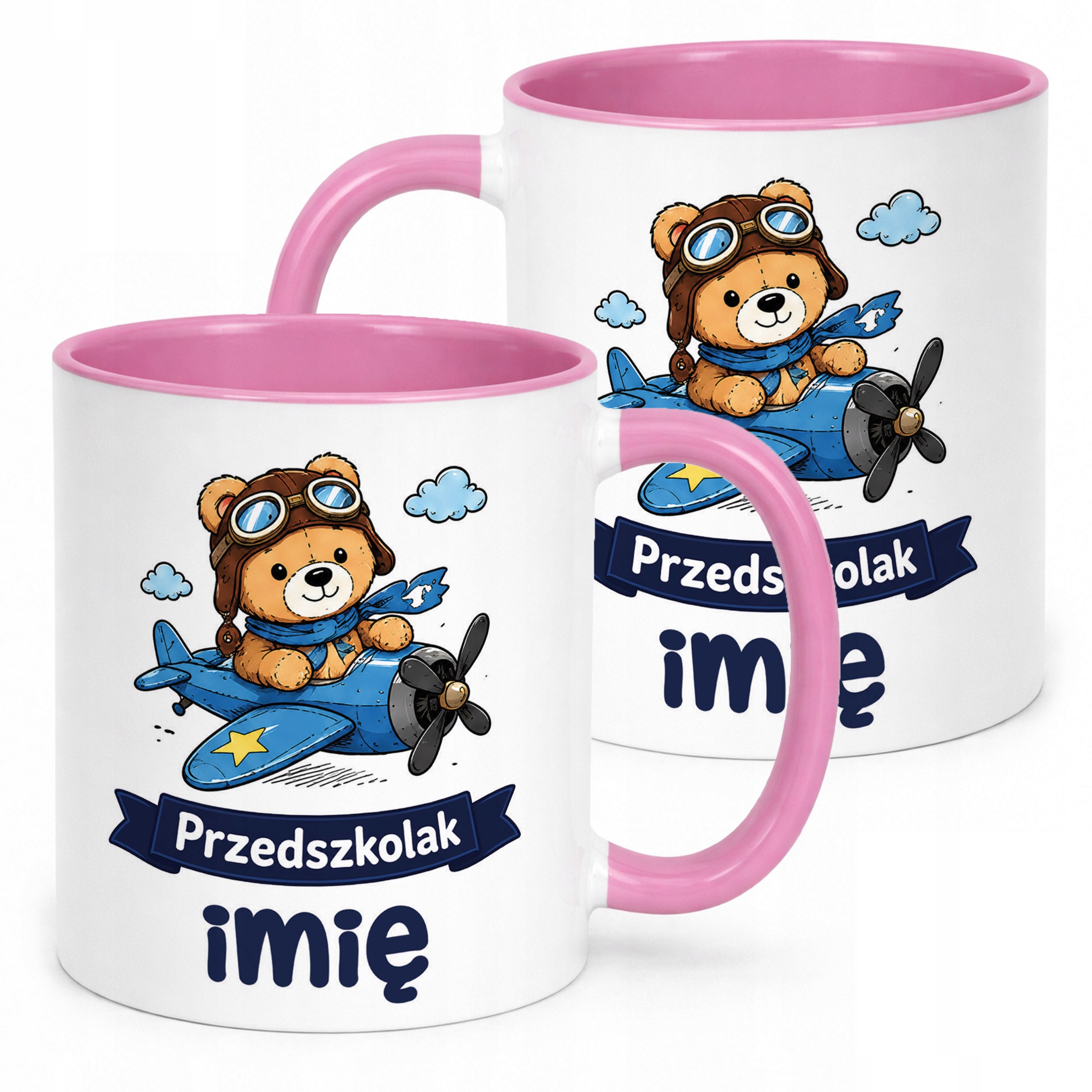 Kubek Różowy z nadrukiem personalizowany Przedszkolak Szkoła Dla Dzieci