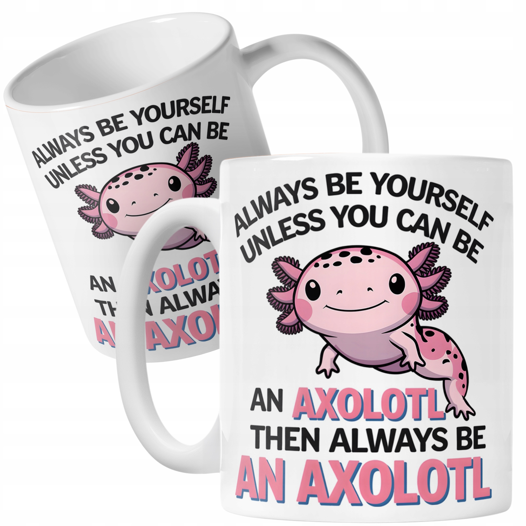 Kubek biały ceramiczny 330ml Aksolotl Axolotl Mine craft Różowy Zwierzak